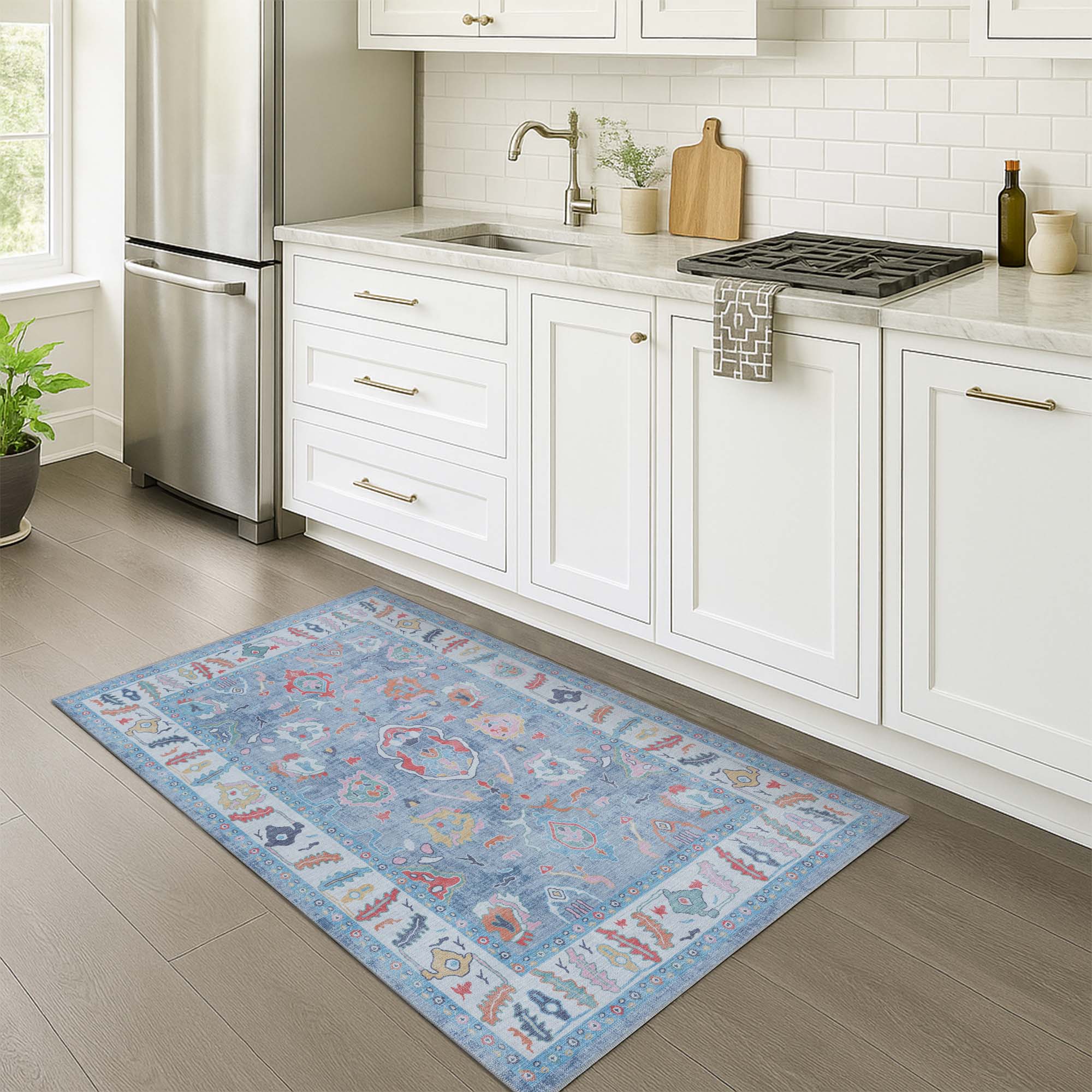 Asiya Muted Blues Modern Oushak Rug