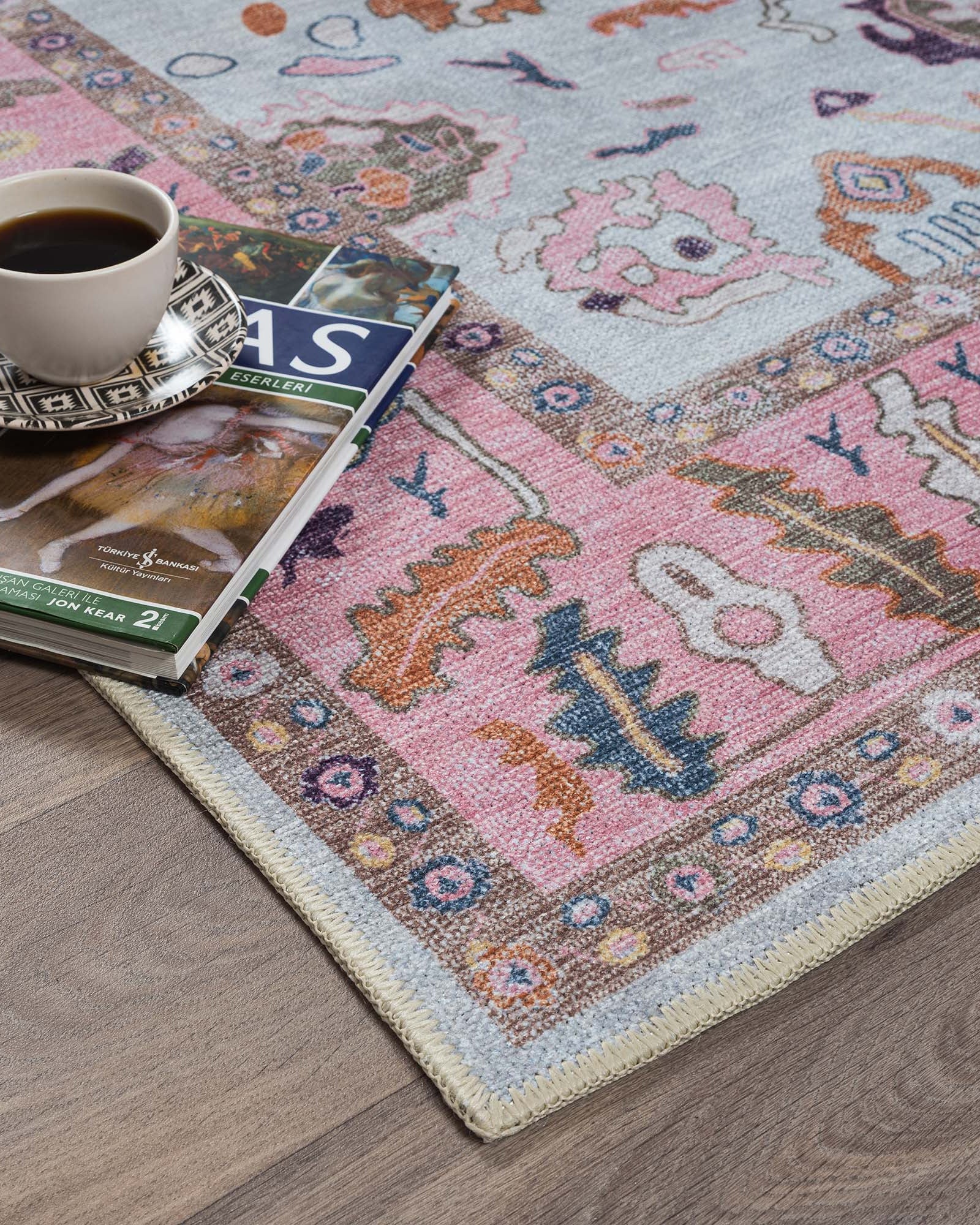 Luella Pastel Pink Cream Modern Oushak Rug