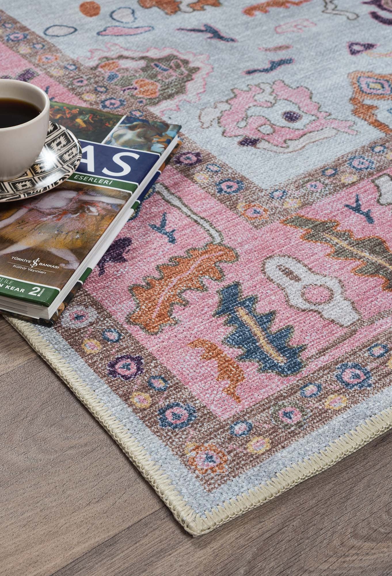 Luella Pastel Pink Cream Modern Oushak Rug