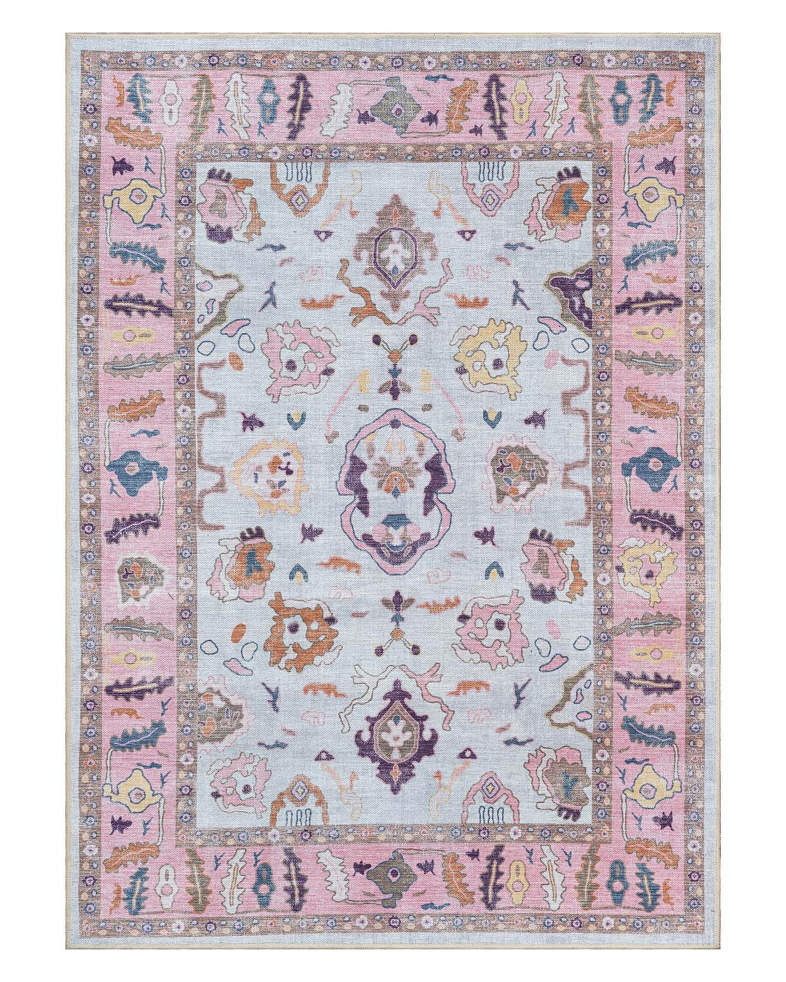 Luella Pastel Pink Cream Modern Oushak Rug