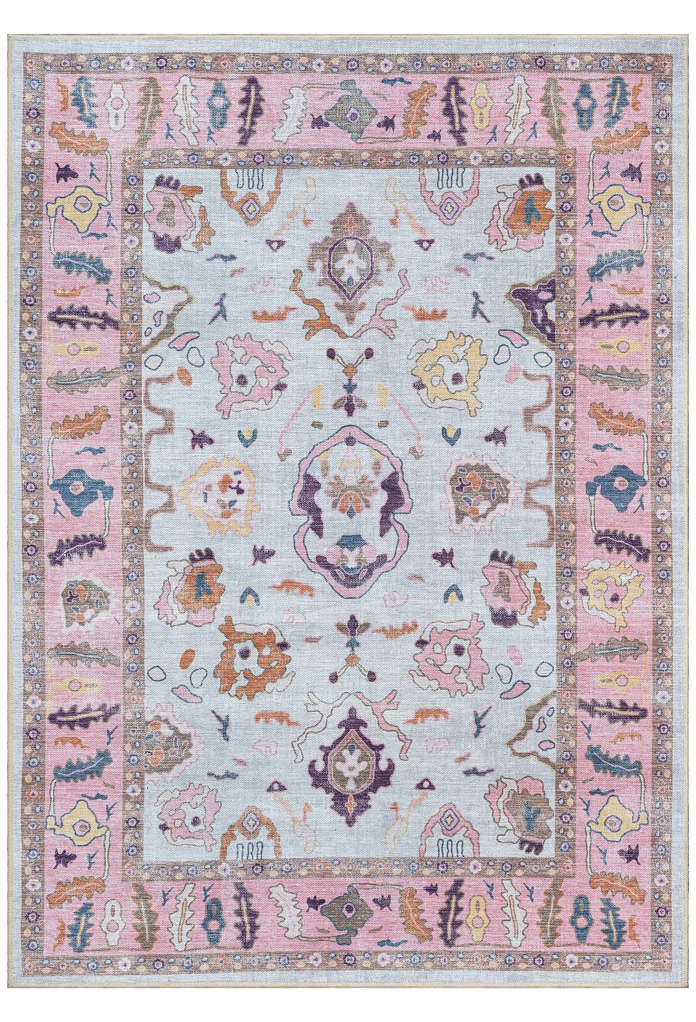 Luella Pastel Pink Cream Modern Oushak Rug
