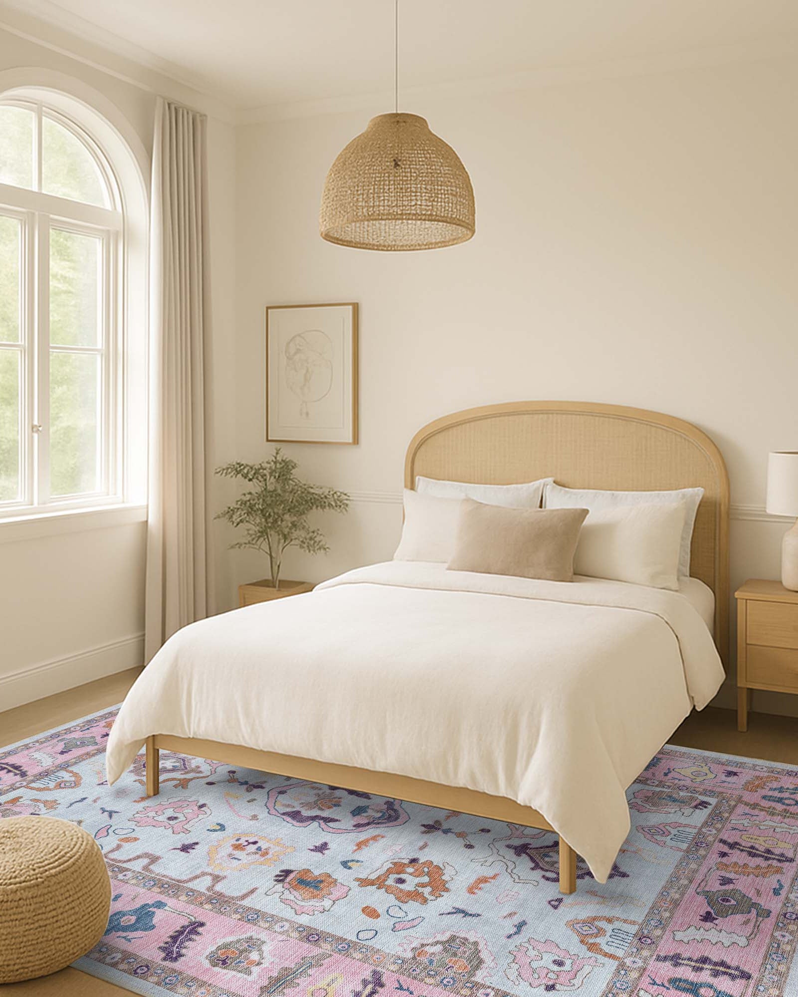 Luella Pastel Pink Cream Modern Oushak Rug