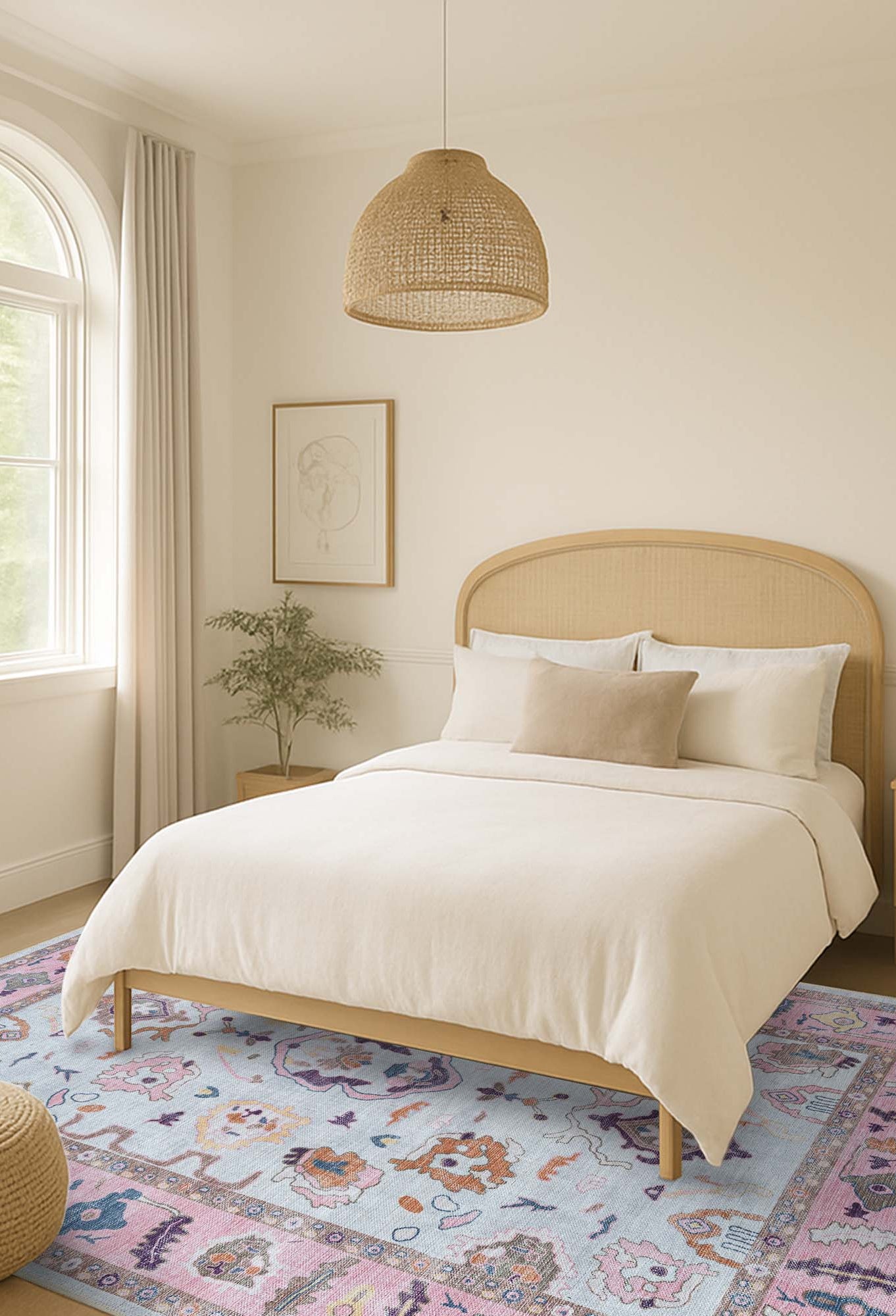 Luella Pastel Pink Cream Modern Oushak Rug