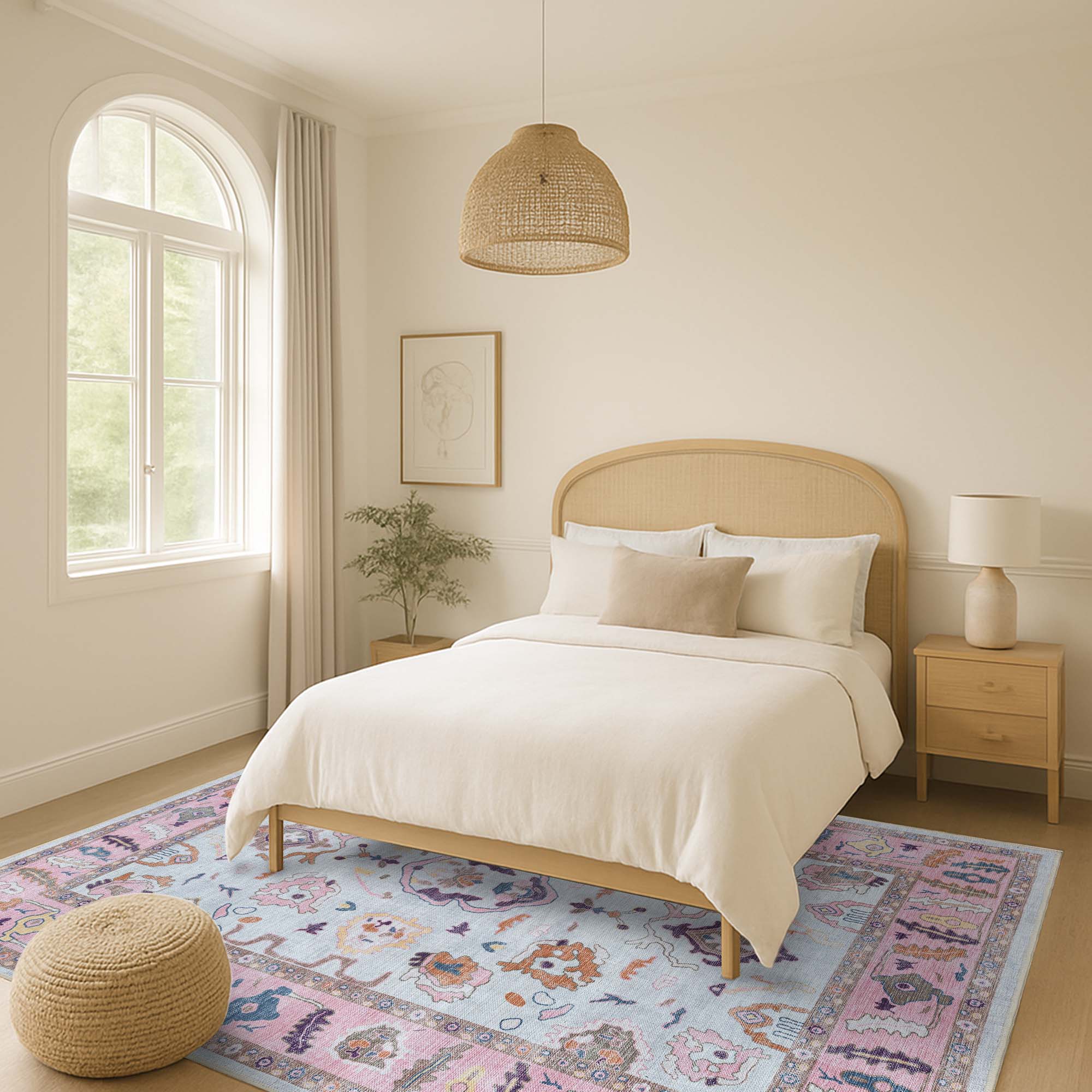 Luella Pastel Pink Cream Modern Oushak Rug