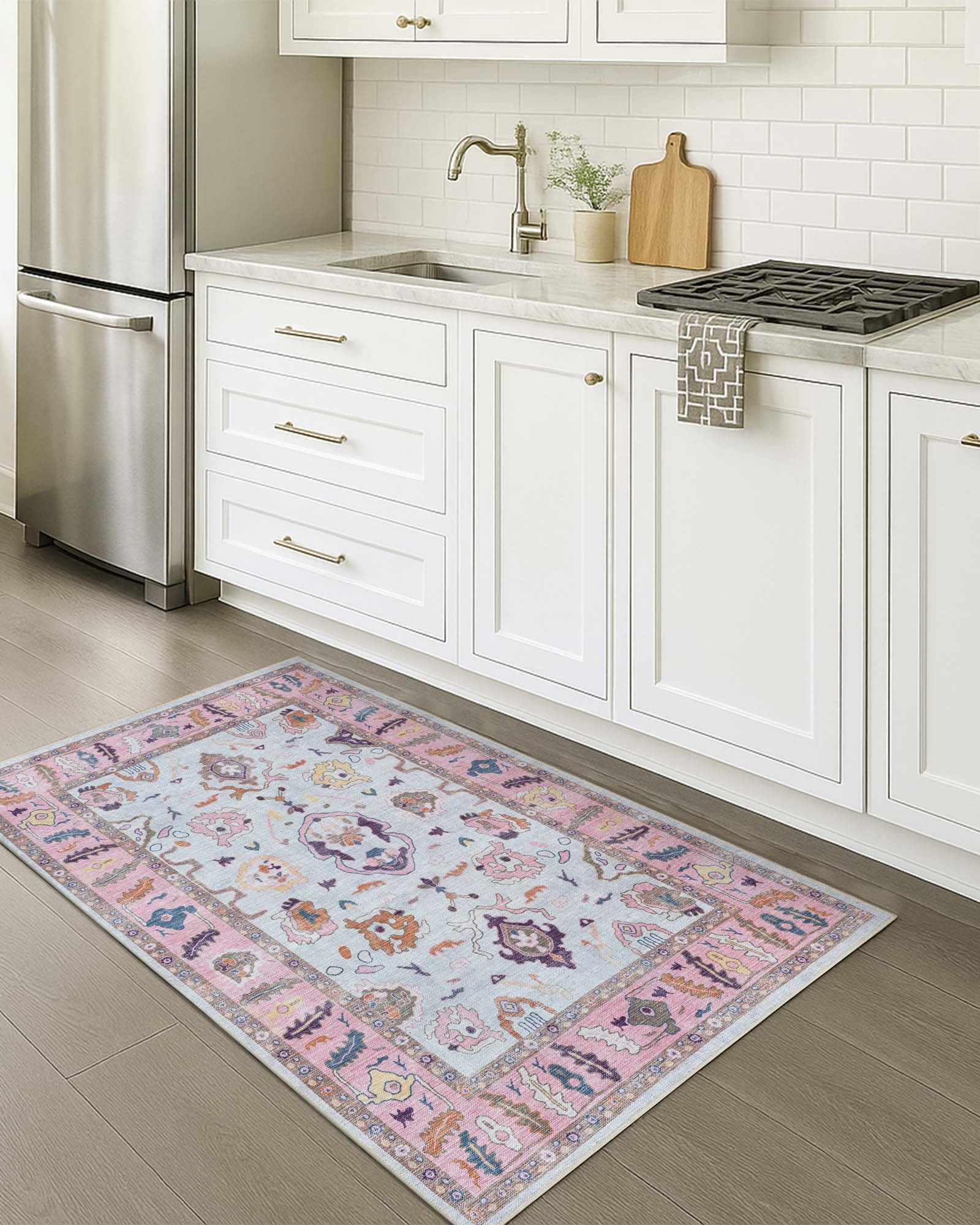 Luella Pastel Pink Cream Modern Oushak Rug