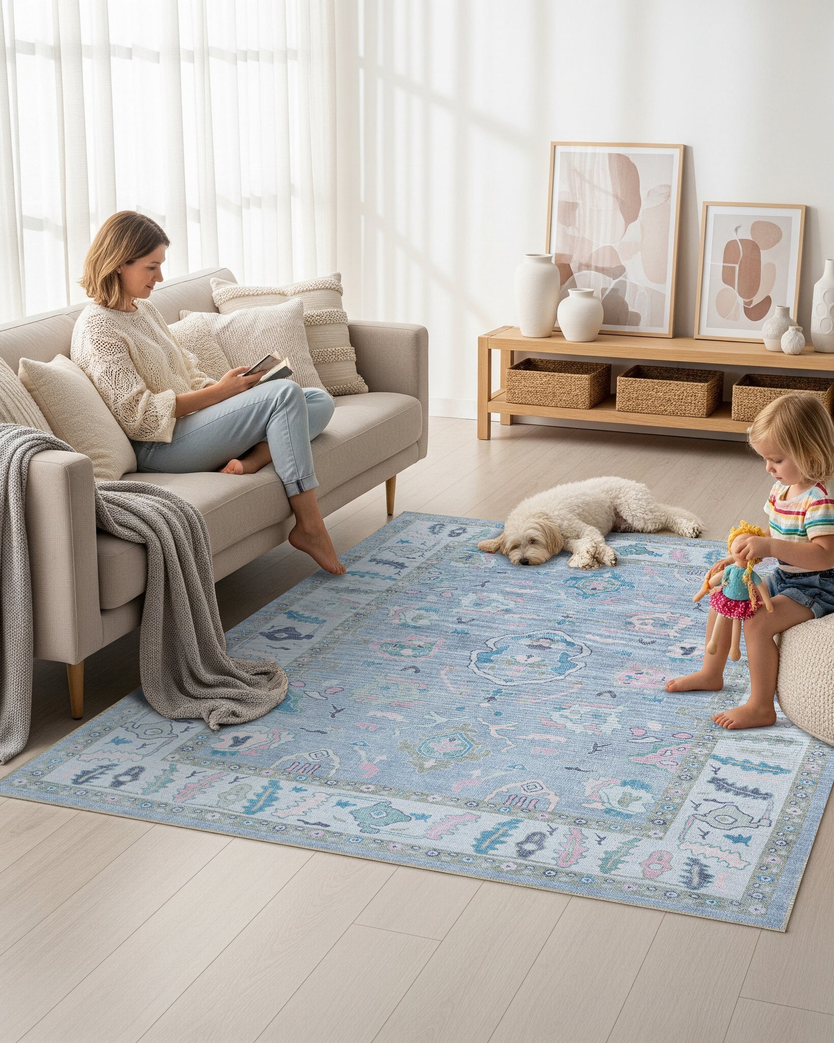 Aviana Pastel Lavender Modern Oushak Rug