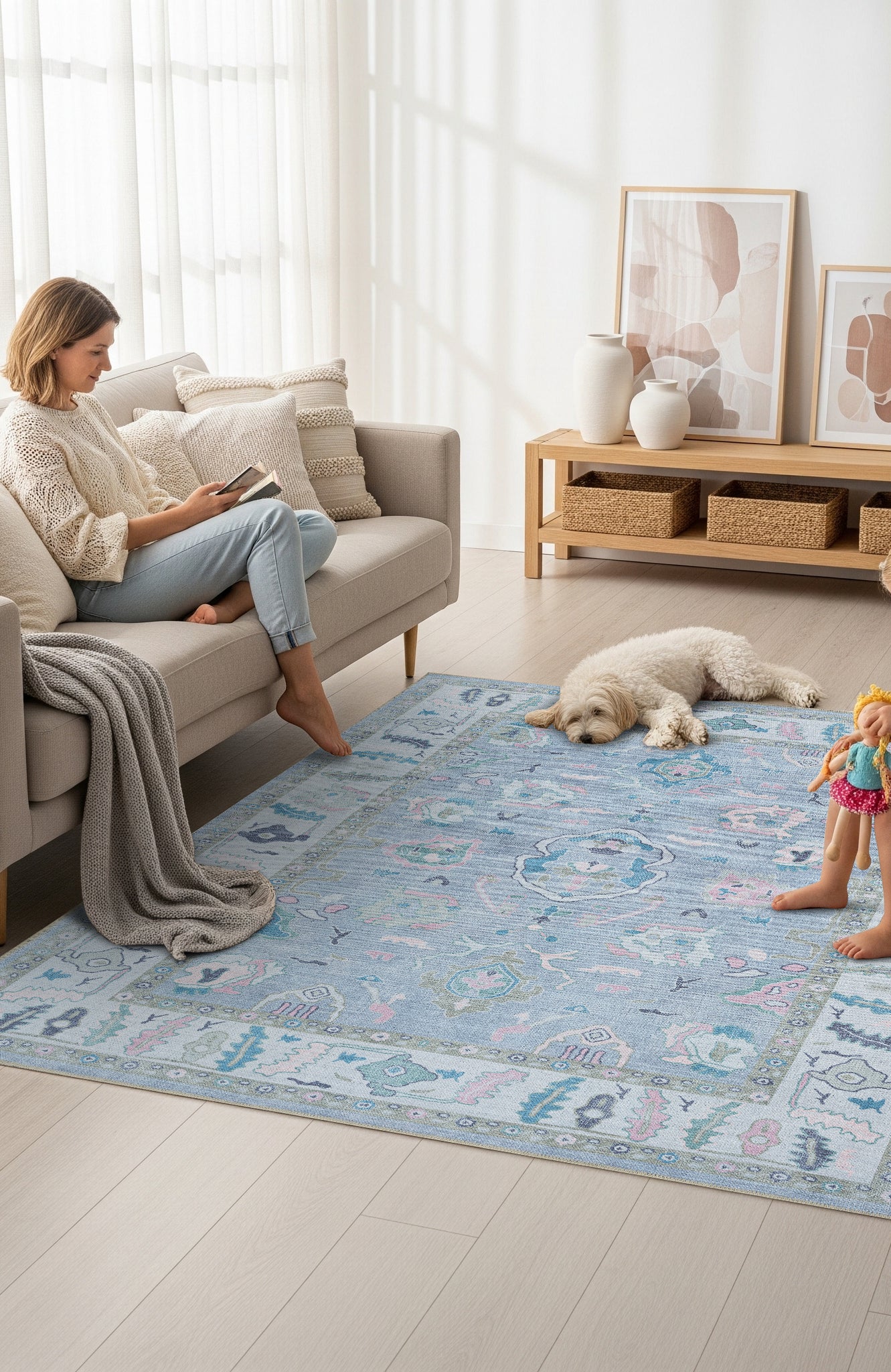 Aviana Pastel Lavender Modern Oushak Rug