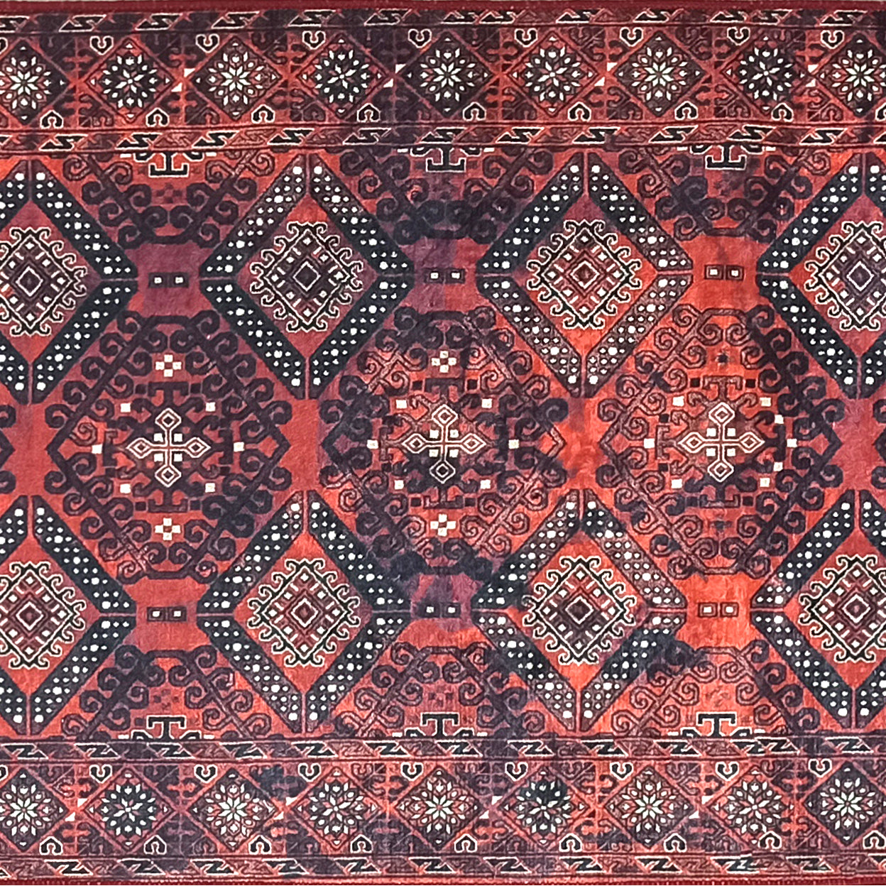Red Turkish Vintage Runner Area Rug