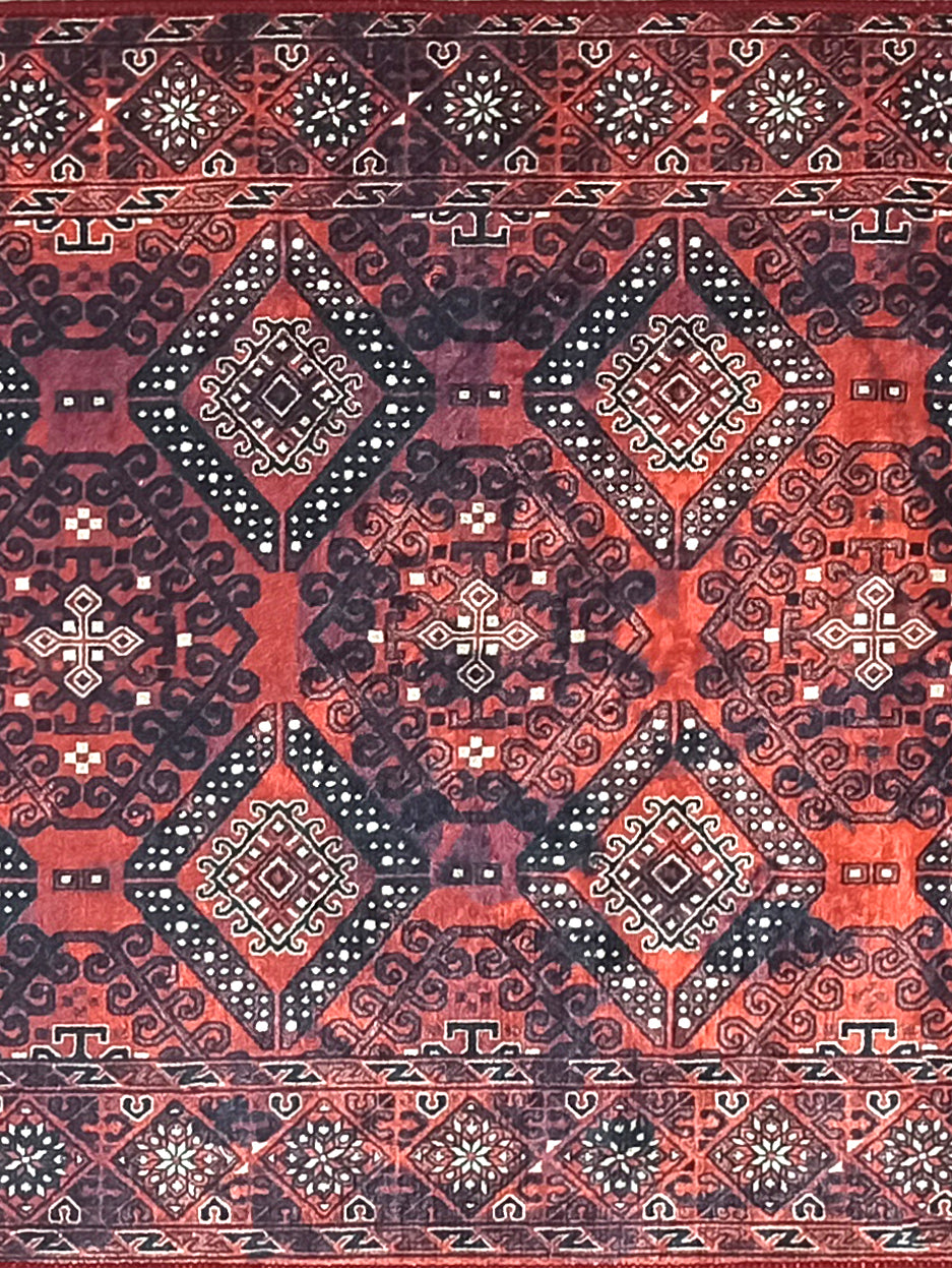 Red Turkish Vintage Runner Area Rug