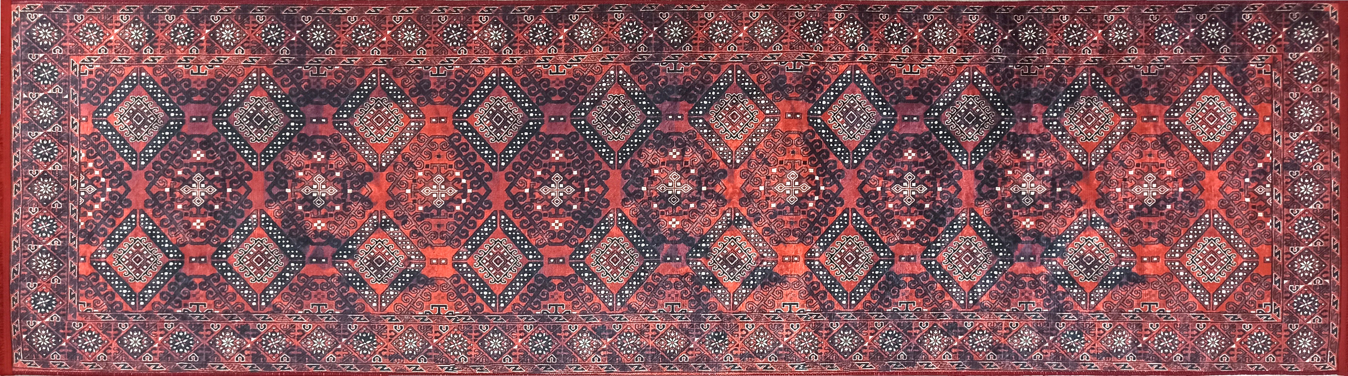 Red Turkish Vintage Runner Area Rug