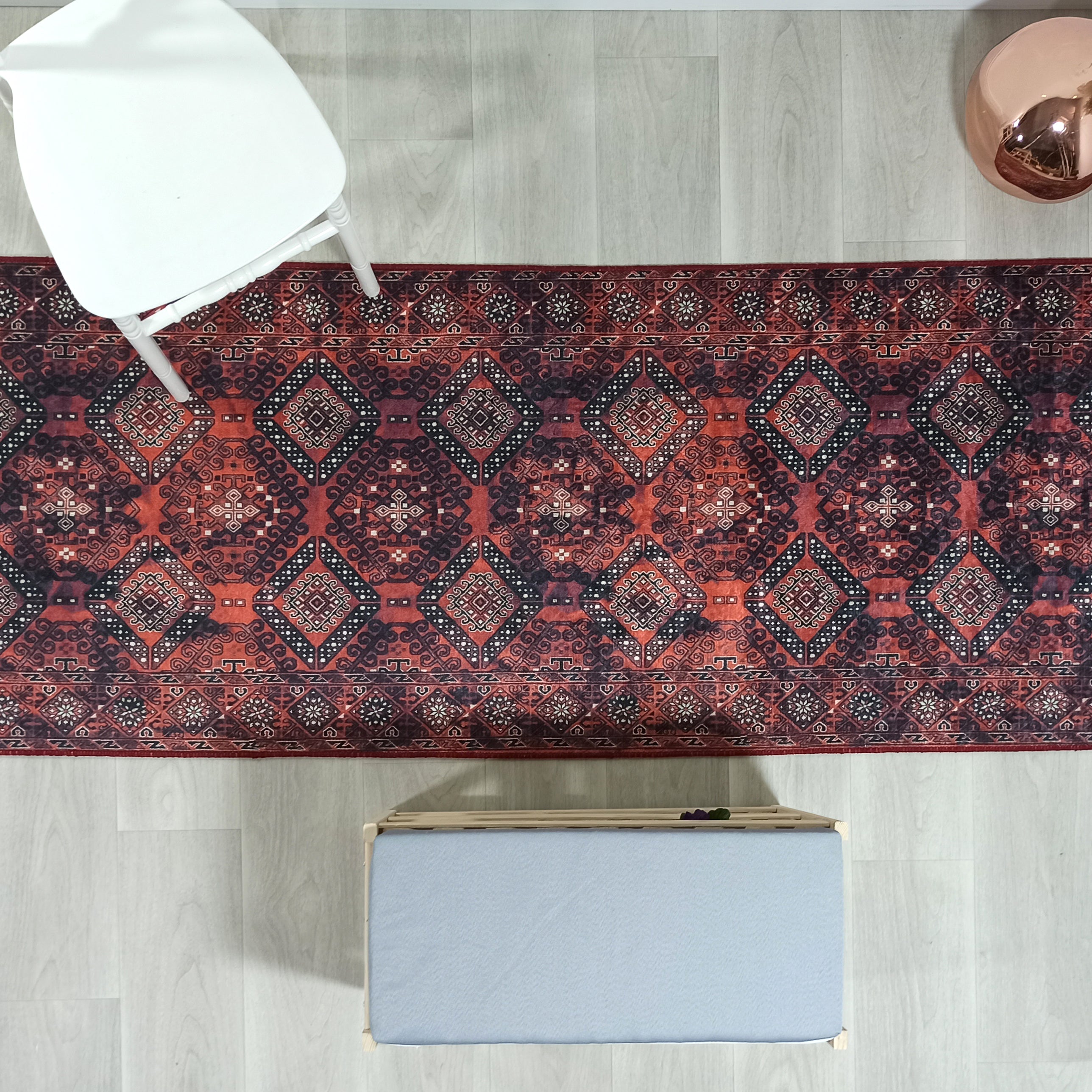 Red Turkish Vintage Runner Area Rug