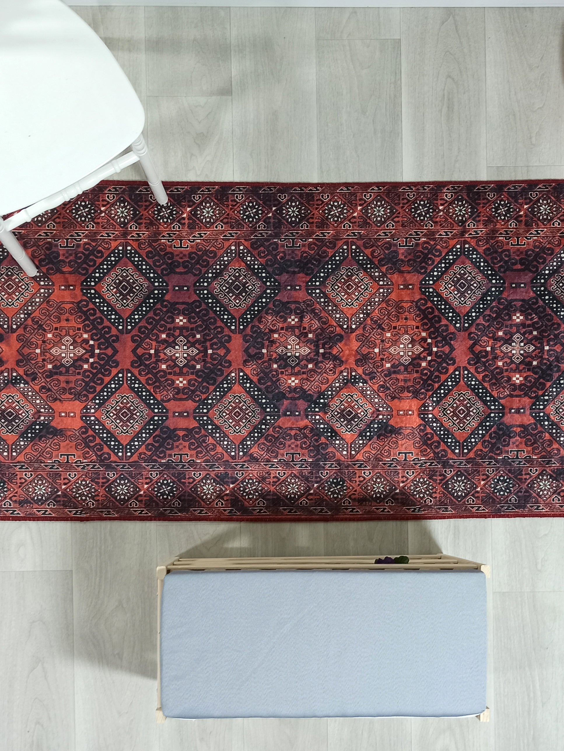 Red Turkish Vintage Runner Area Rug