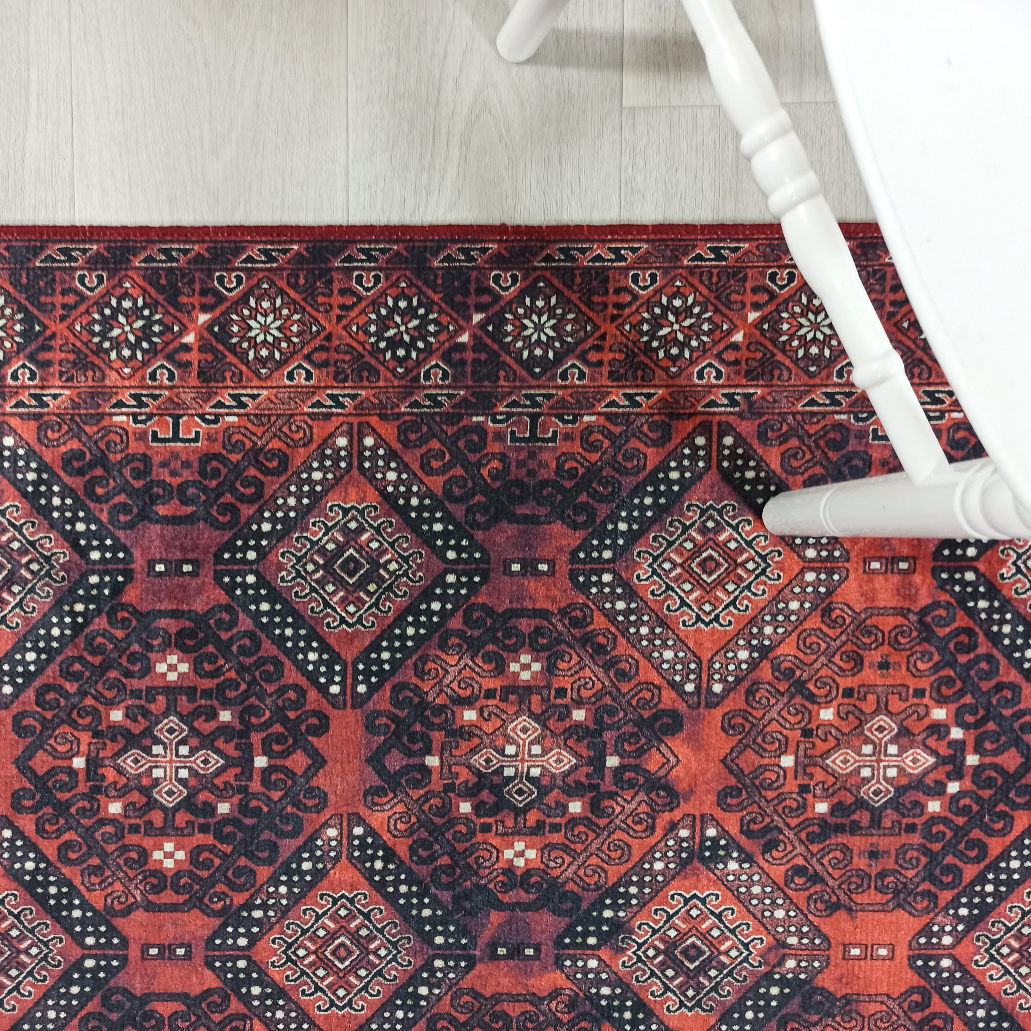 Red Turkish Vintage Runner Area Rug