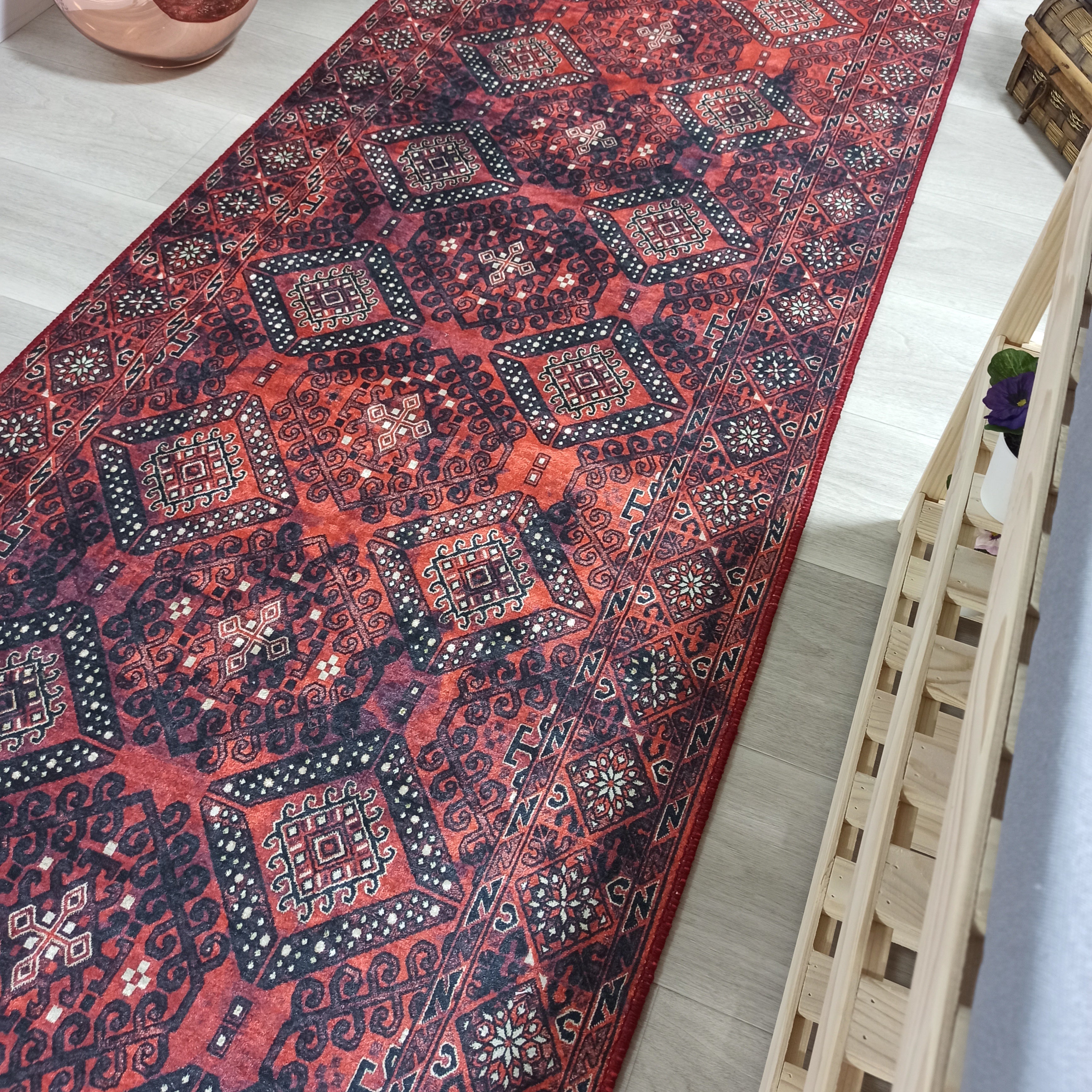 Red Turkish Vintage Runner Area Rug