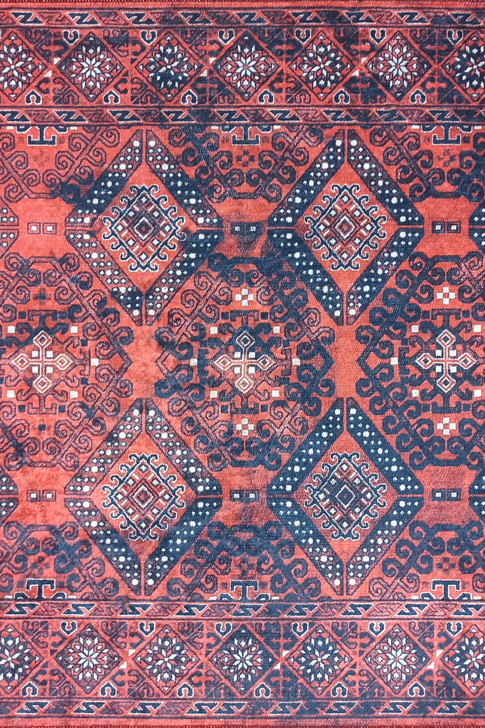 Ramsa Rug Red Navy Blue Turkish Area Rug