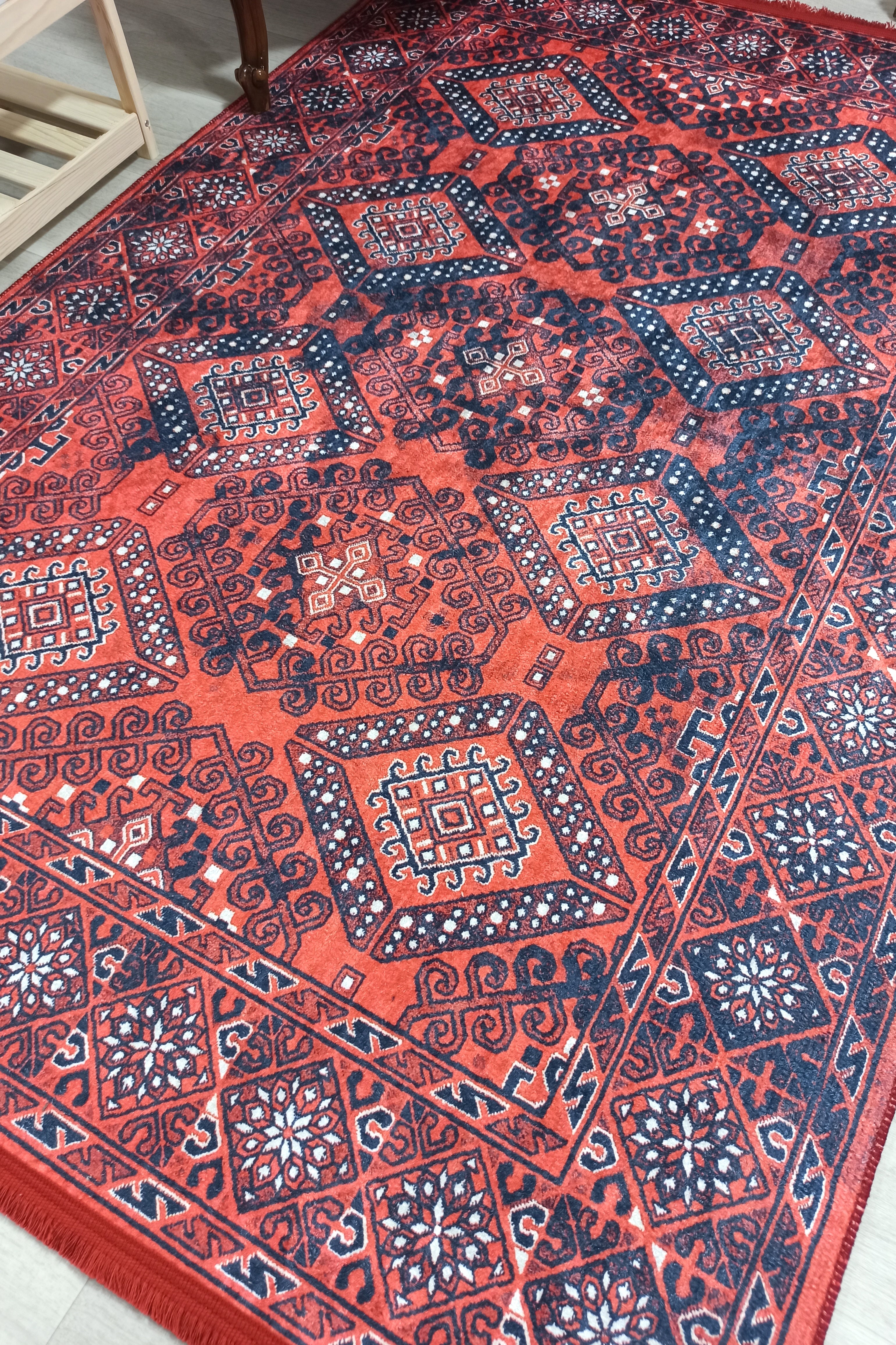 Ramsa Rug Red Navy Blue Turkish Area Rug