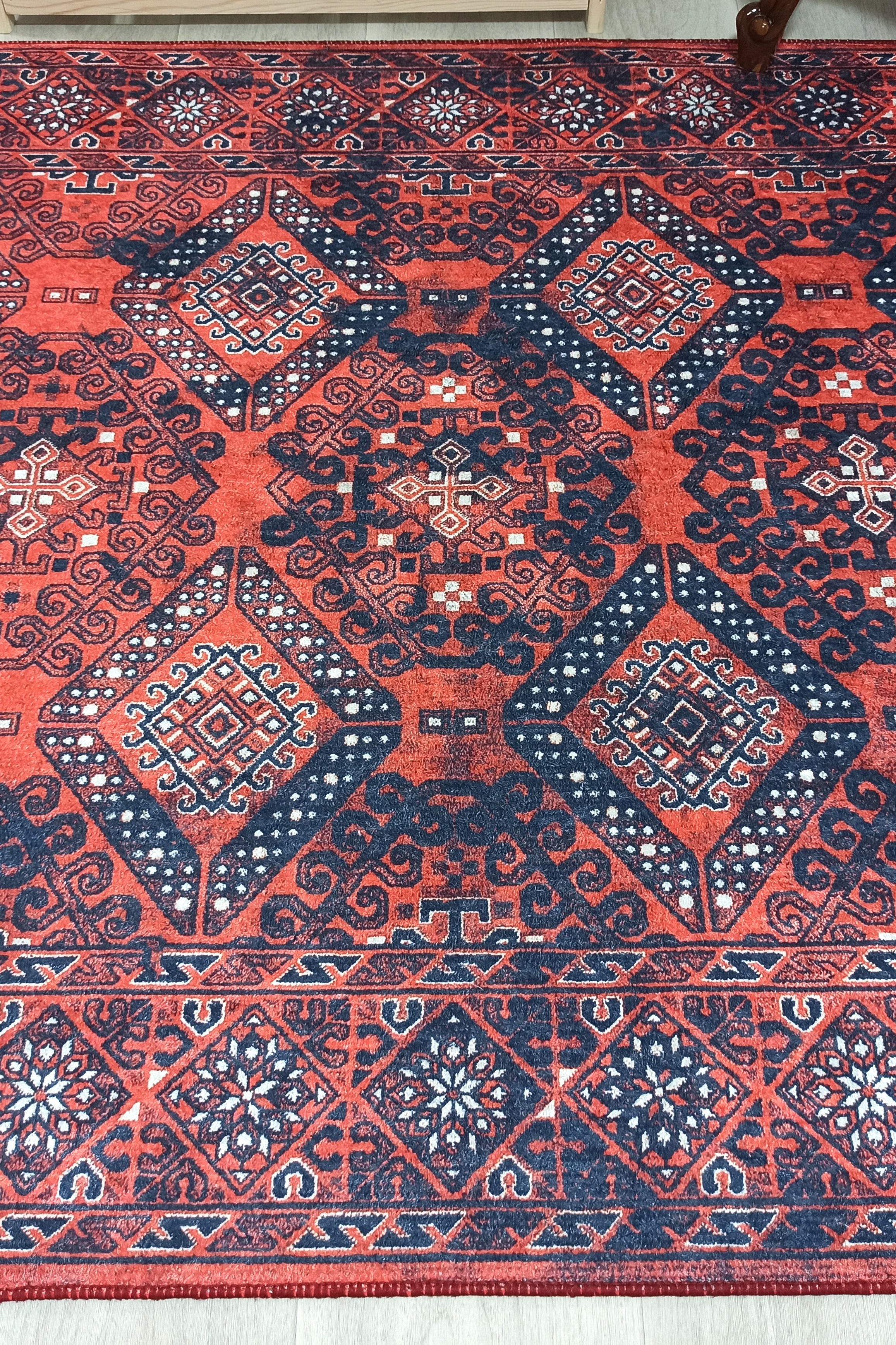 Ramsa Rug Red Navy Blue Turkish Area Rug
