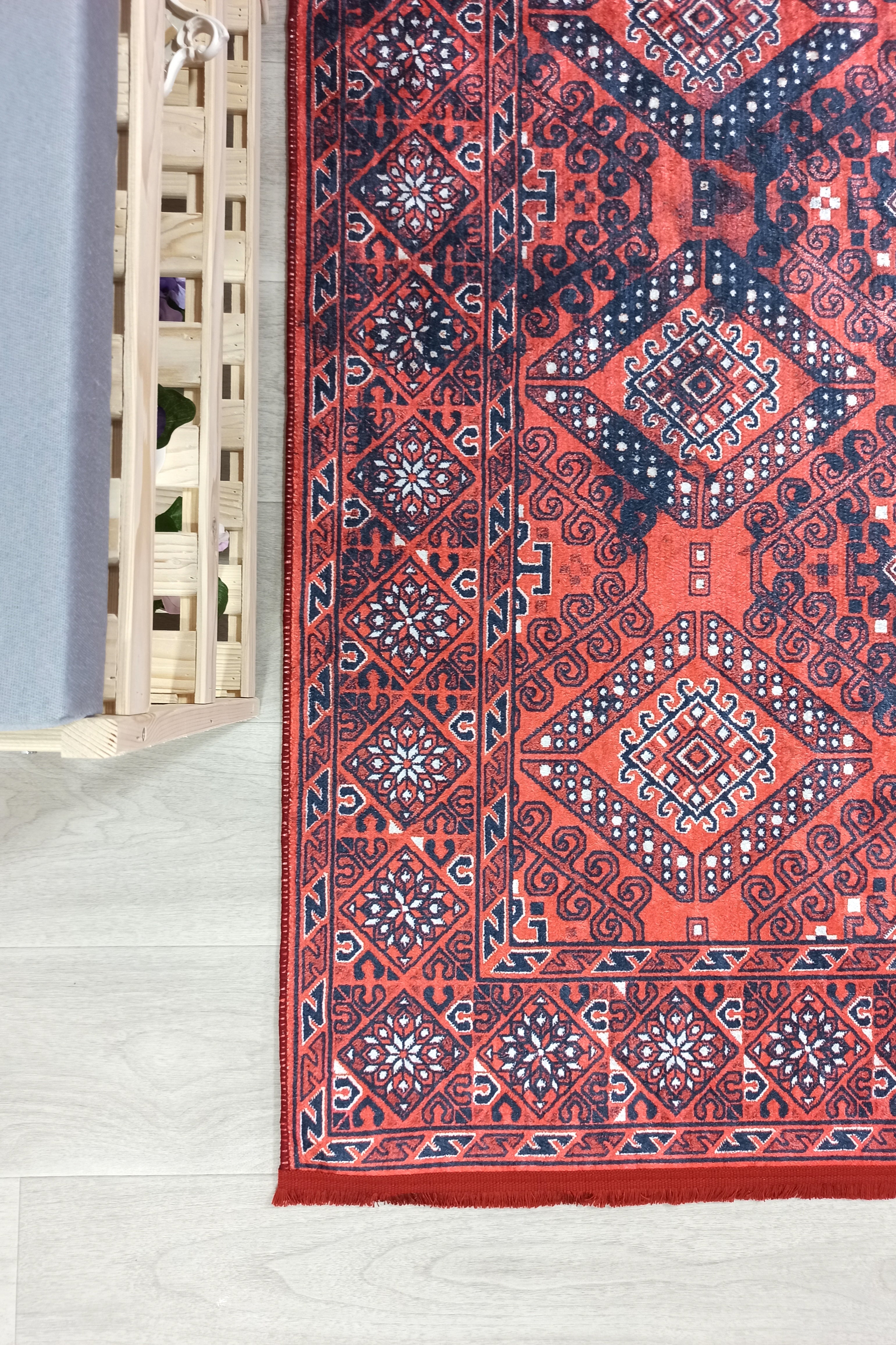 Ramsa Rug Red Navy Blue Turkish Area Rug