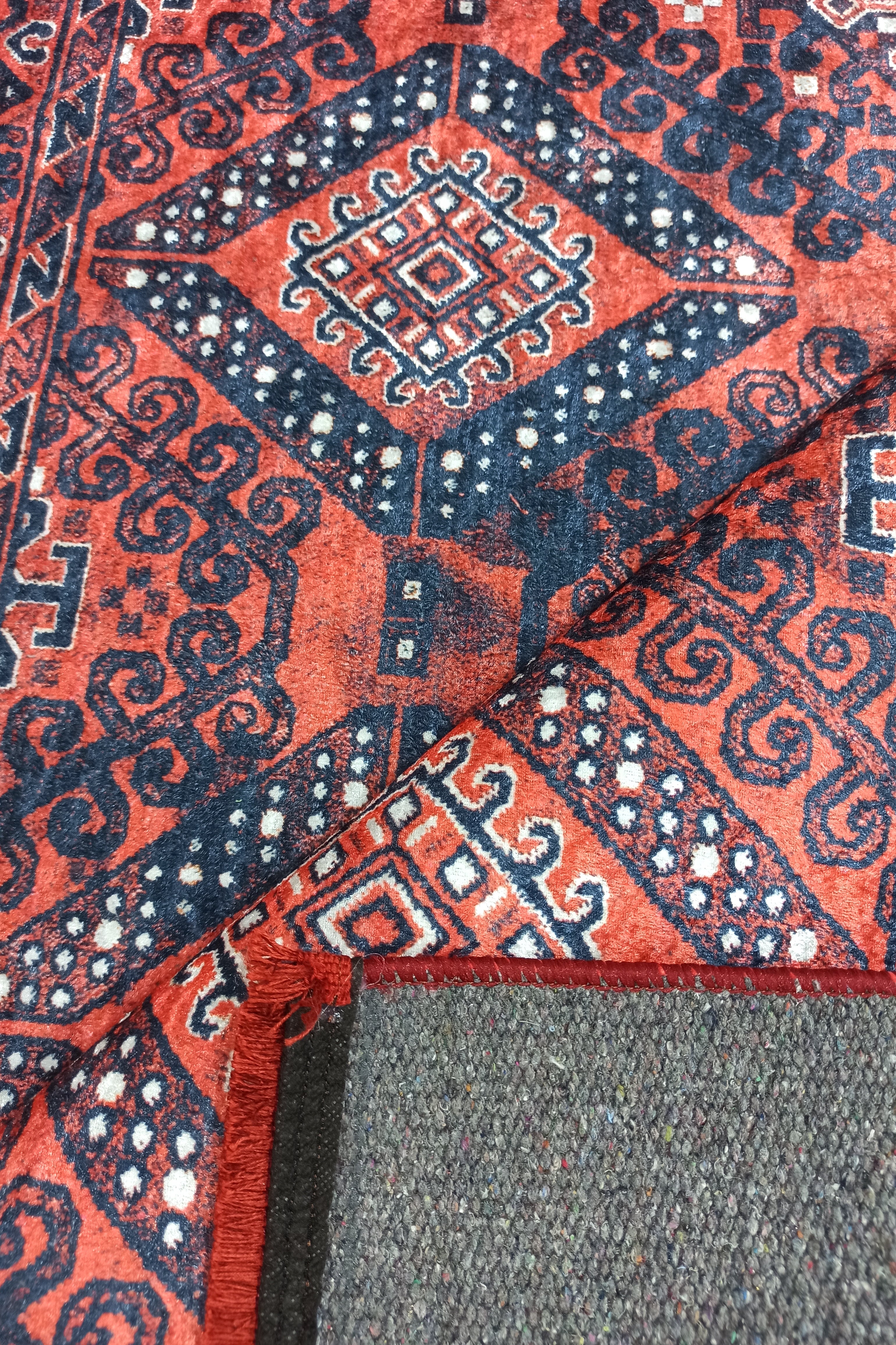 Ramsa Rug Red Navy Blue Turkish Area Rug
