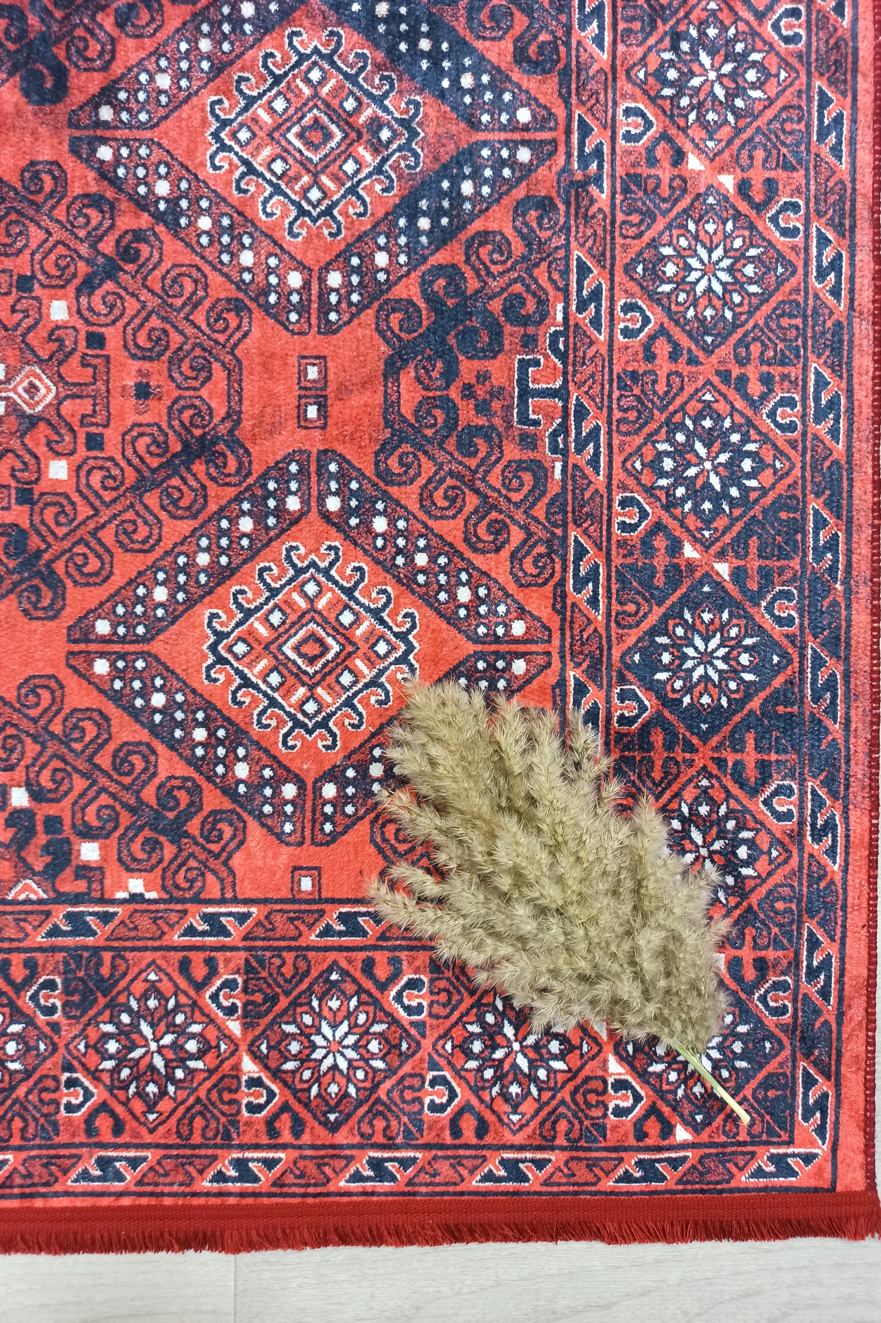 Ramsa Rug Red Navy Blue Turkish Area Rug