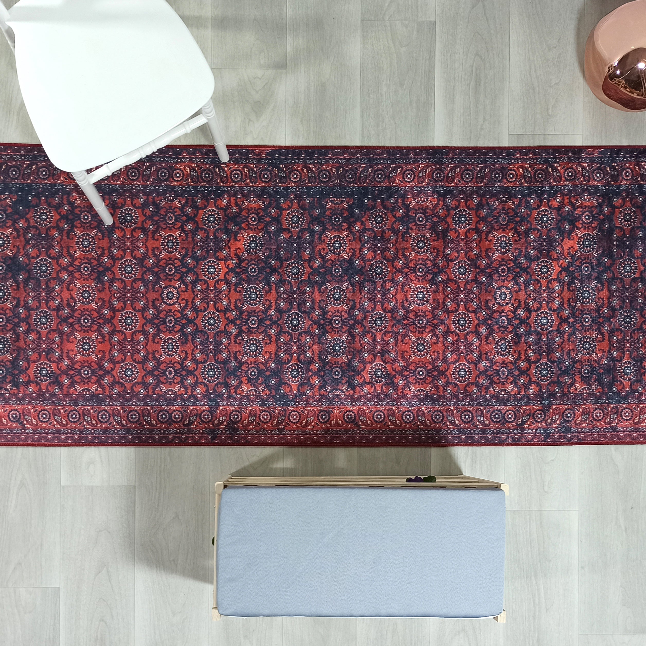 Red Persian Heriz Vintage Style Runner & Rug