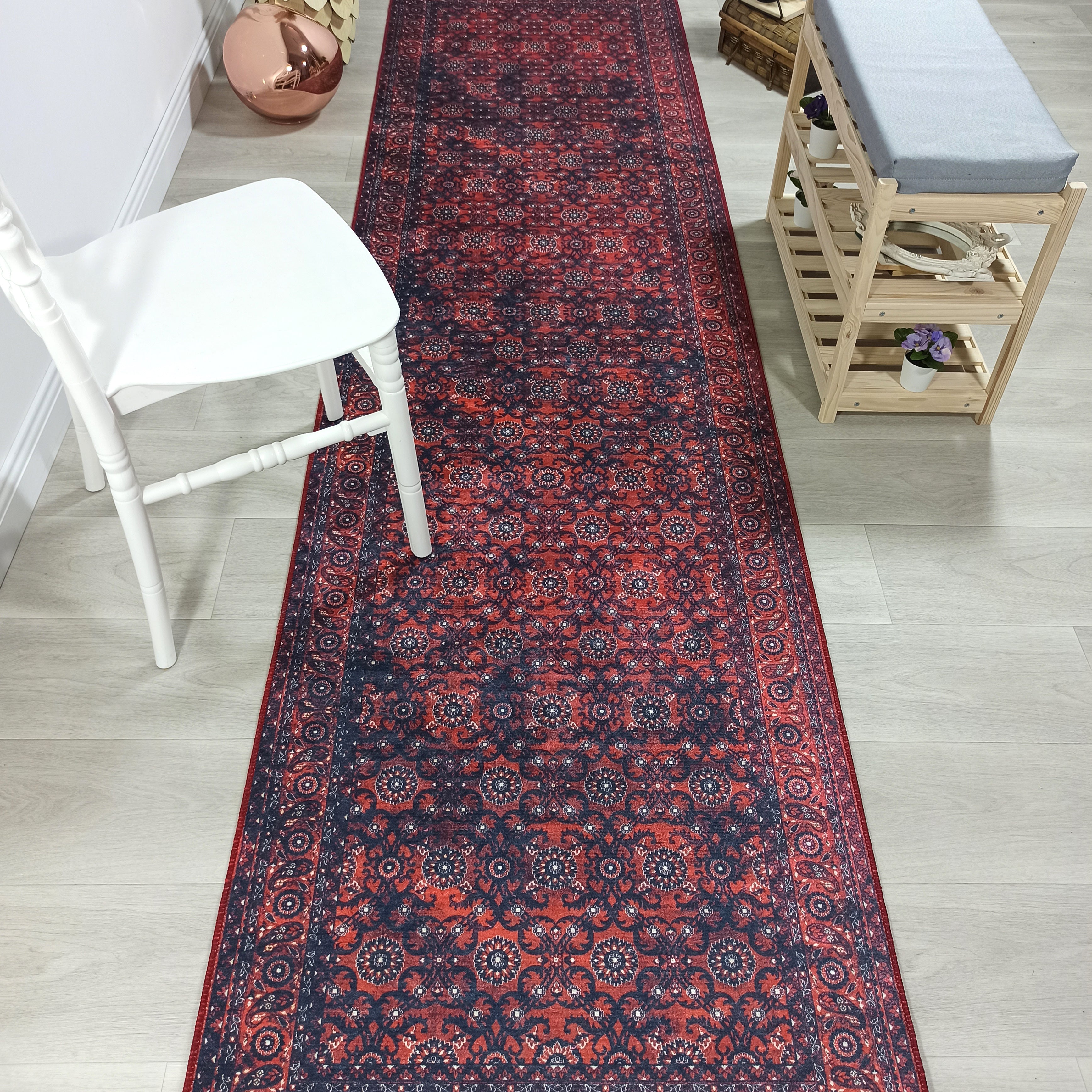 Red Persian Heriz Vintage Style Runner & Rug