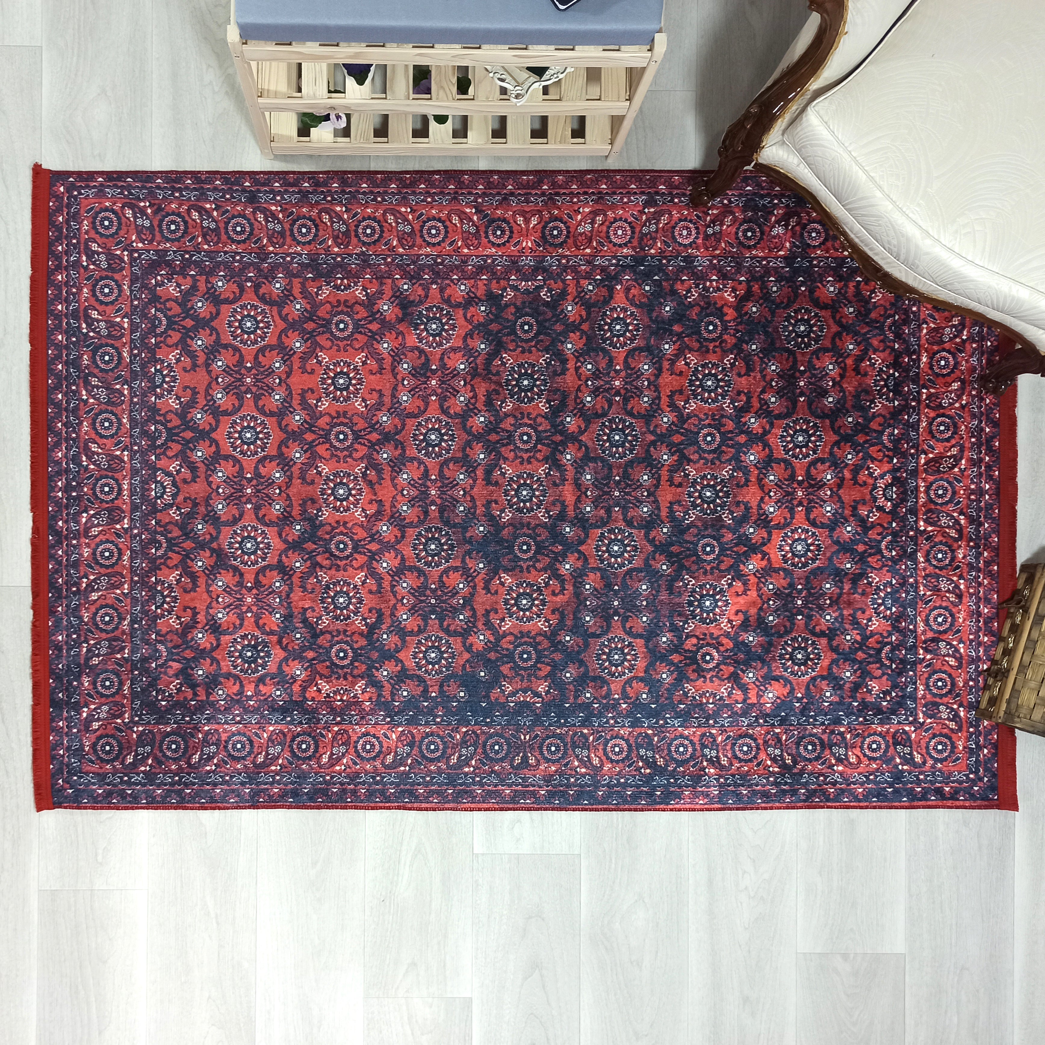 Red Persian Heriz Vintage Style Runner & Rug