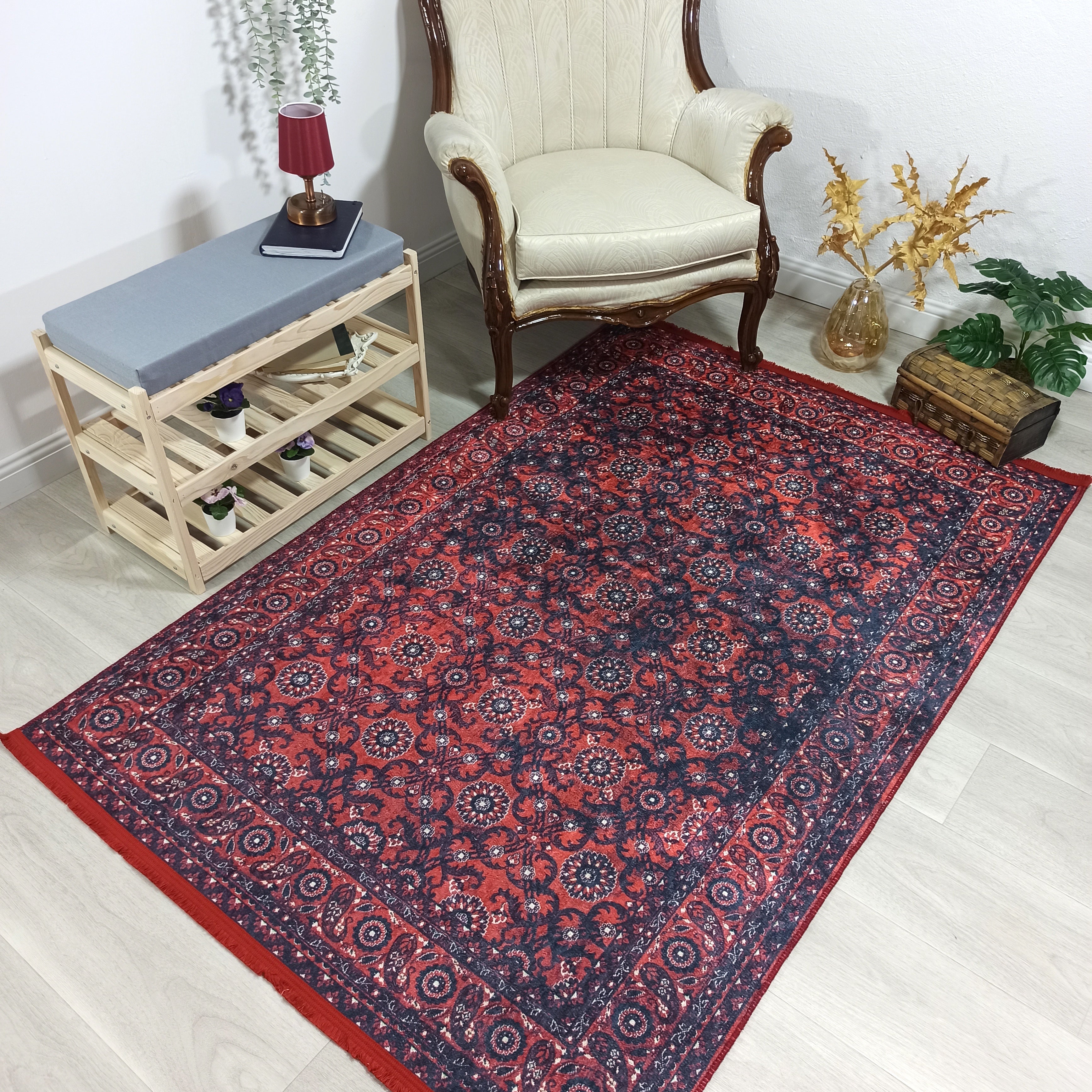 Red Persian Heriz Vintage Style Runner & Rug
