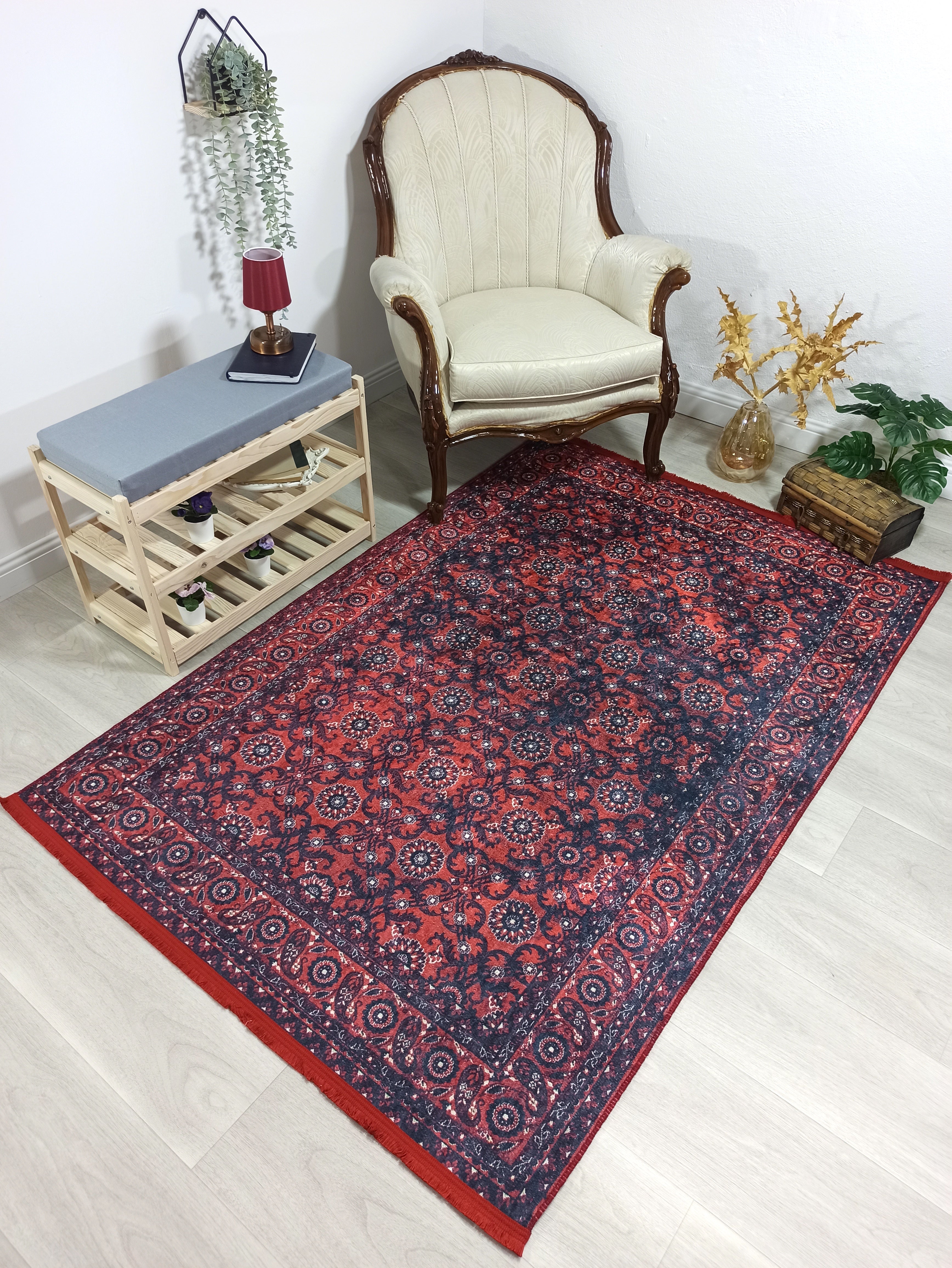 Red Persian Heriz Vintage Style Runner & Rug