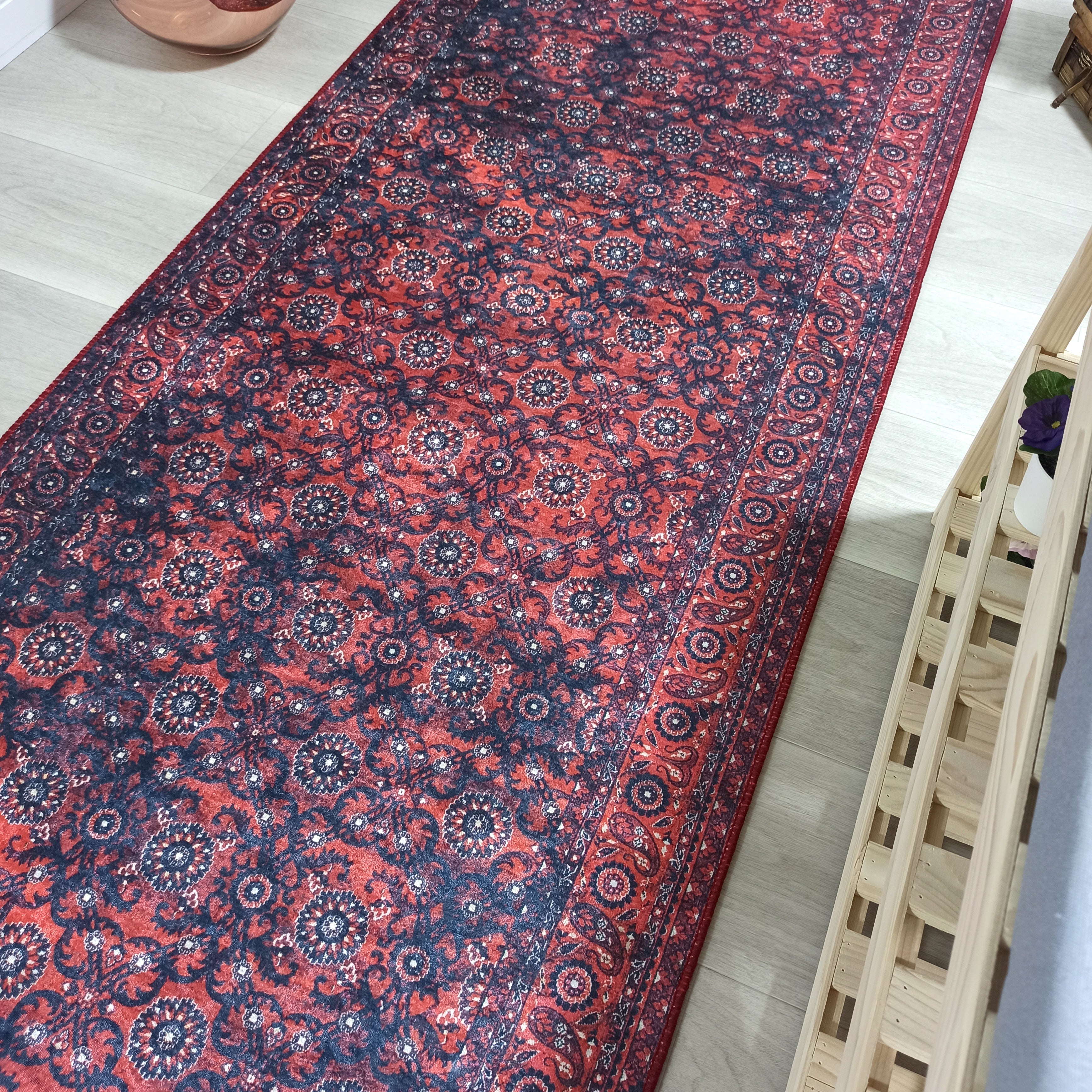 Red Persian Heriz Vintage Style Runner & Rug