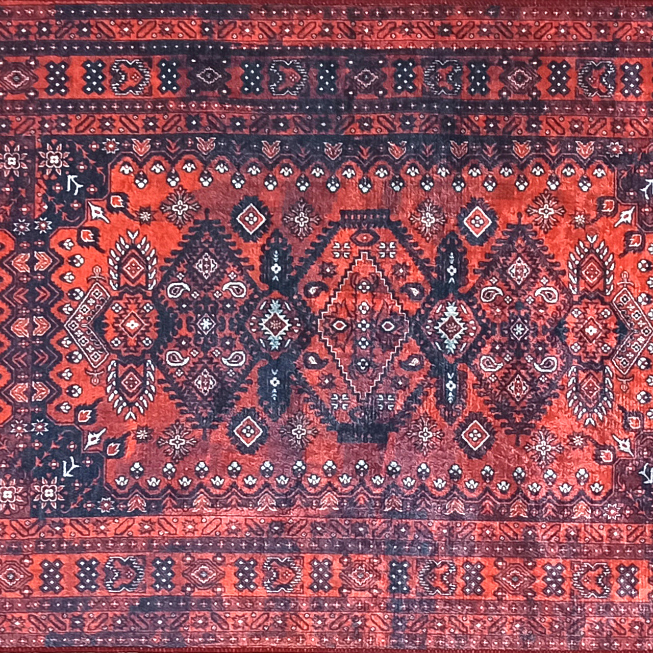 Turkish Central Medallion Burgundy Claret Red Rug