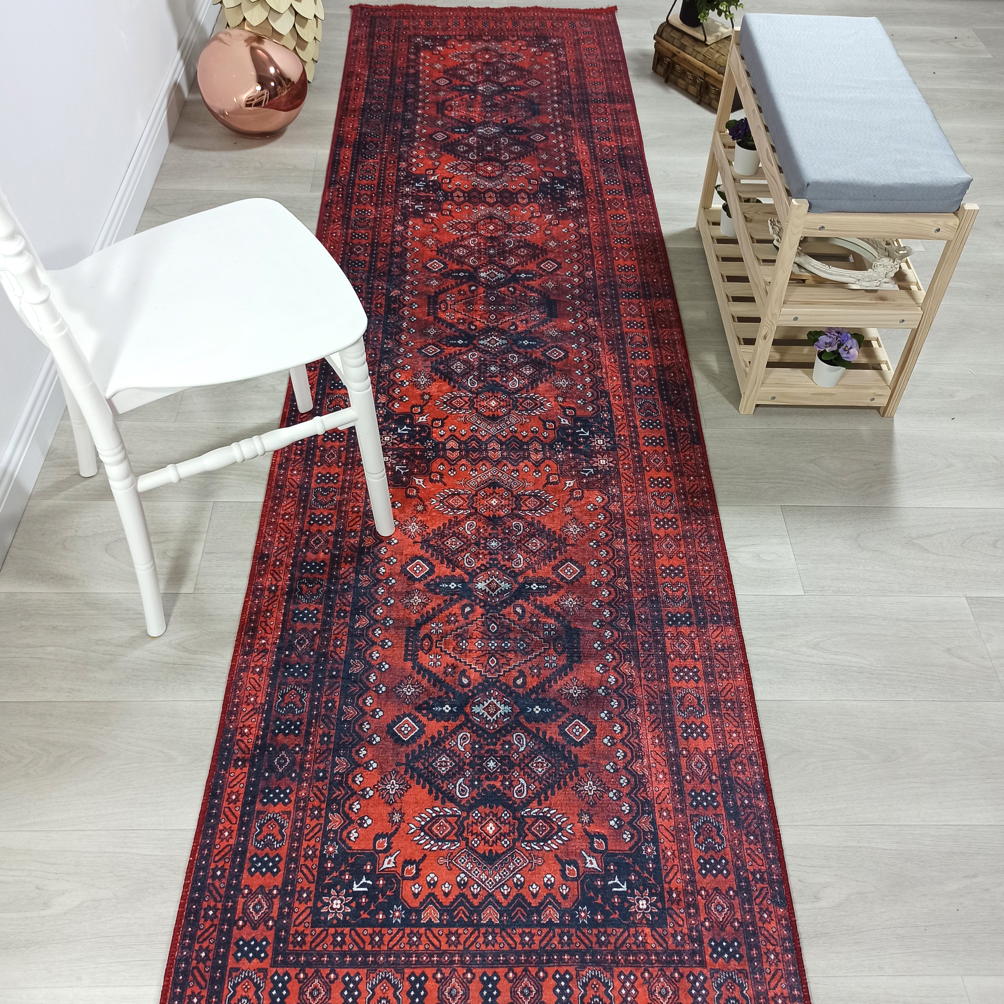 Turkish Central Medallion Burgundy Claret Red Rug