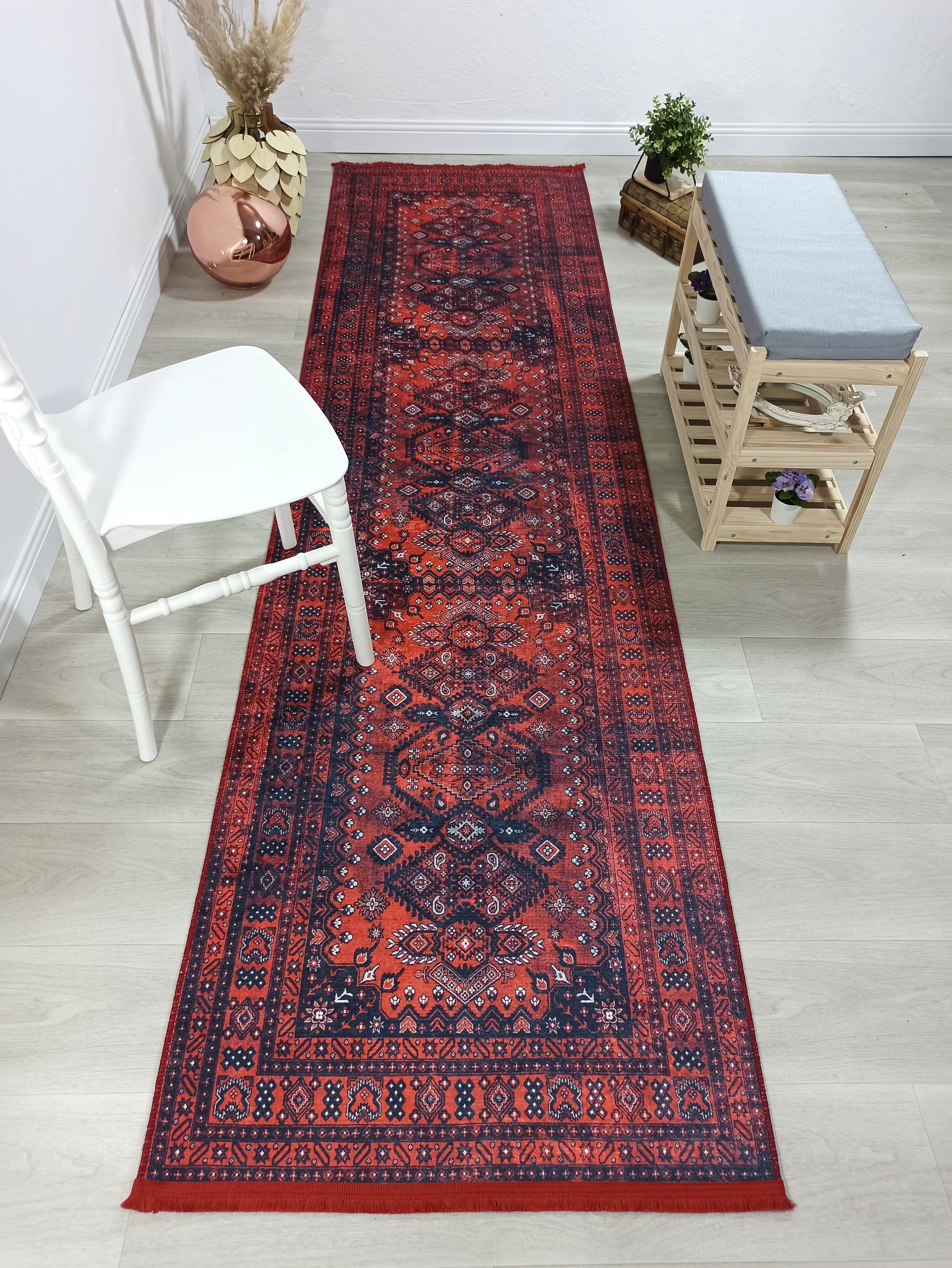 Turkish Central Medallion Burgundy Claret Red Rug