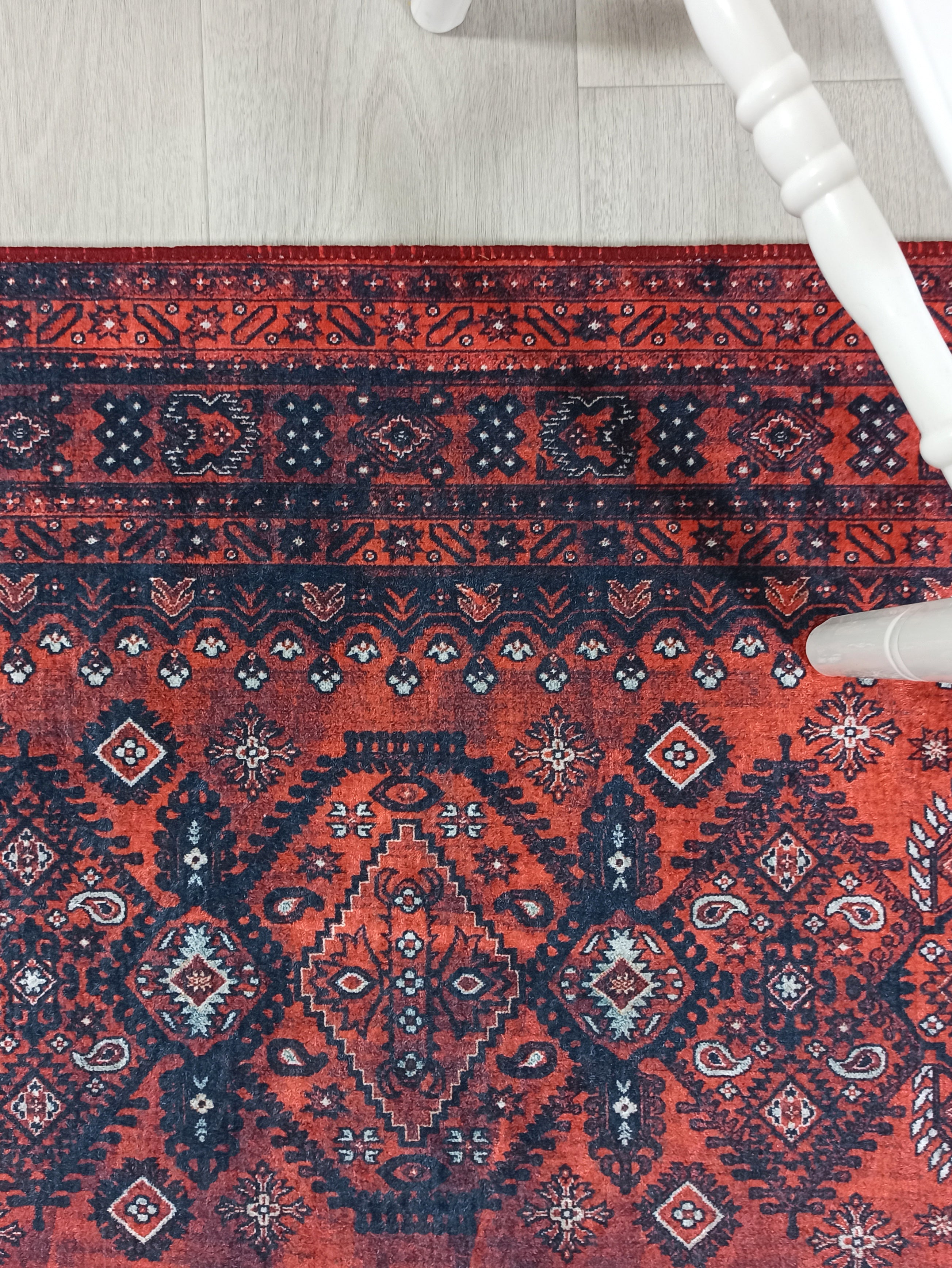 Turkish Central Medallion Burgundy Claret Red Rug