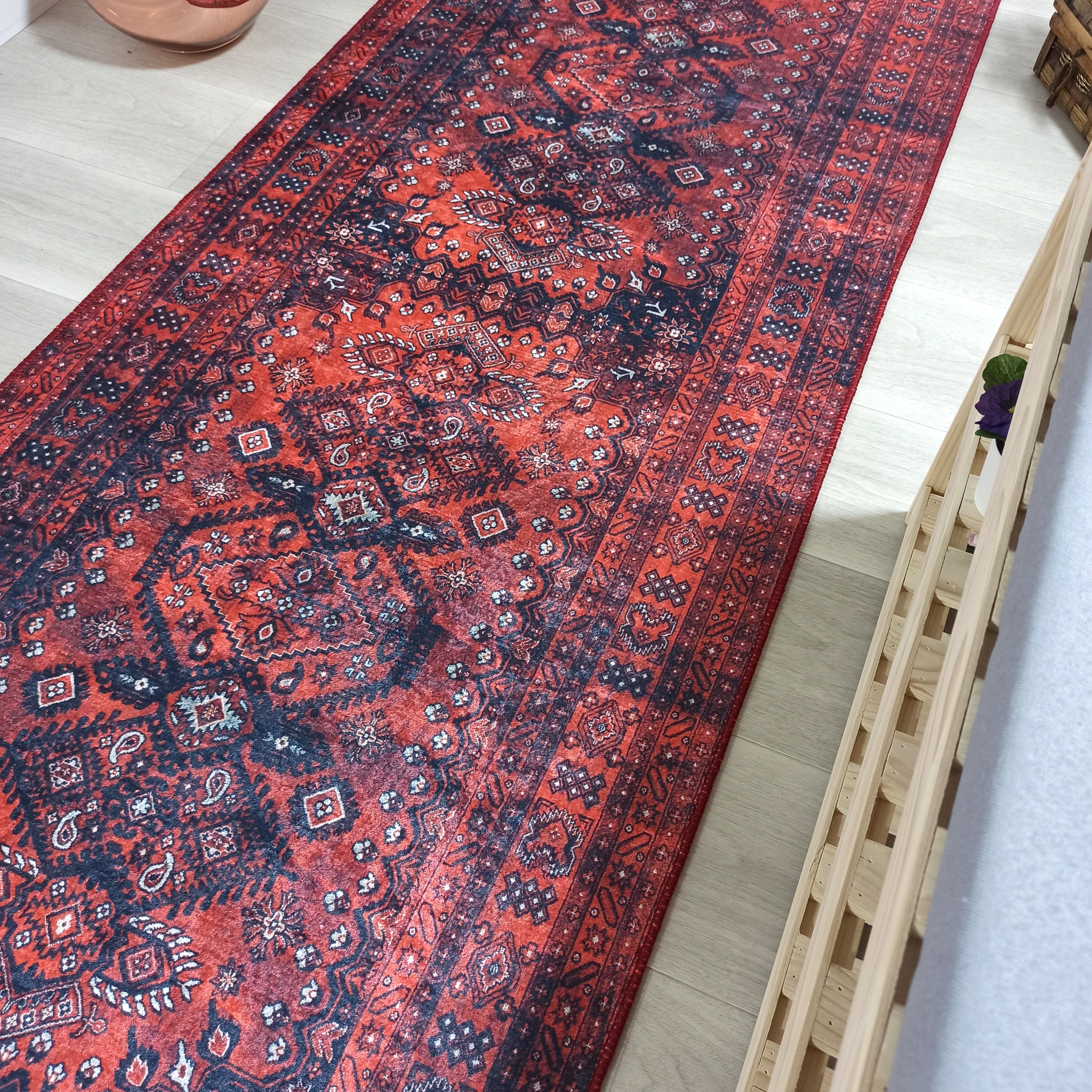 Turkish Central Medallion Burgundy Claret Red Rug