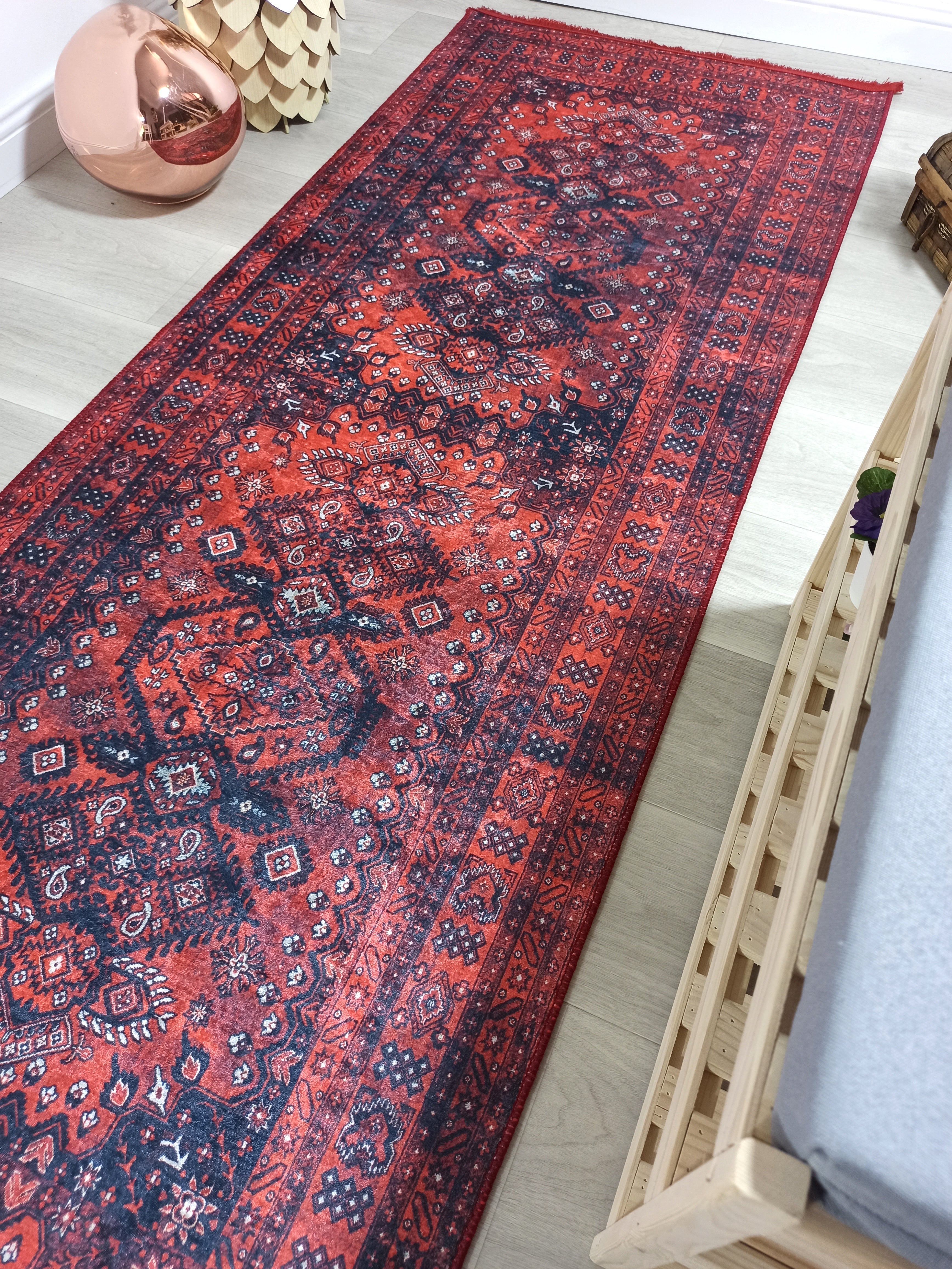 Turkish Central Medallion Burgundy Claret Red Rug