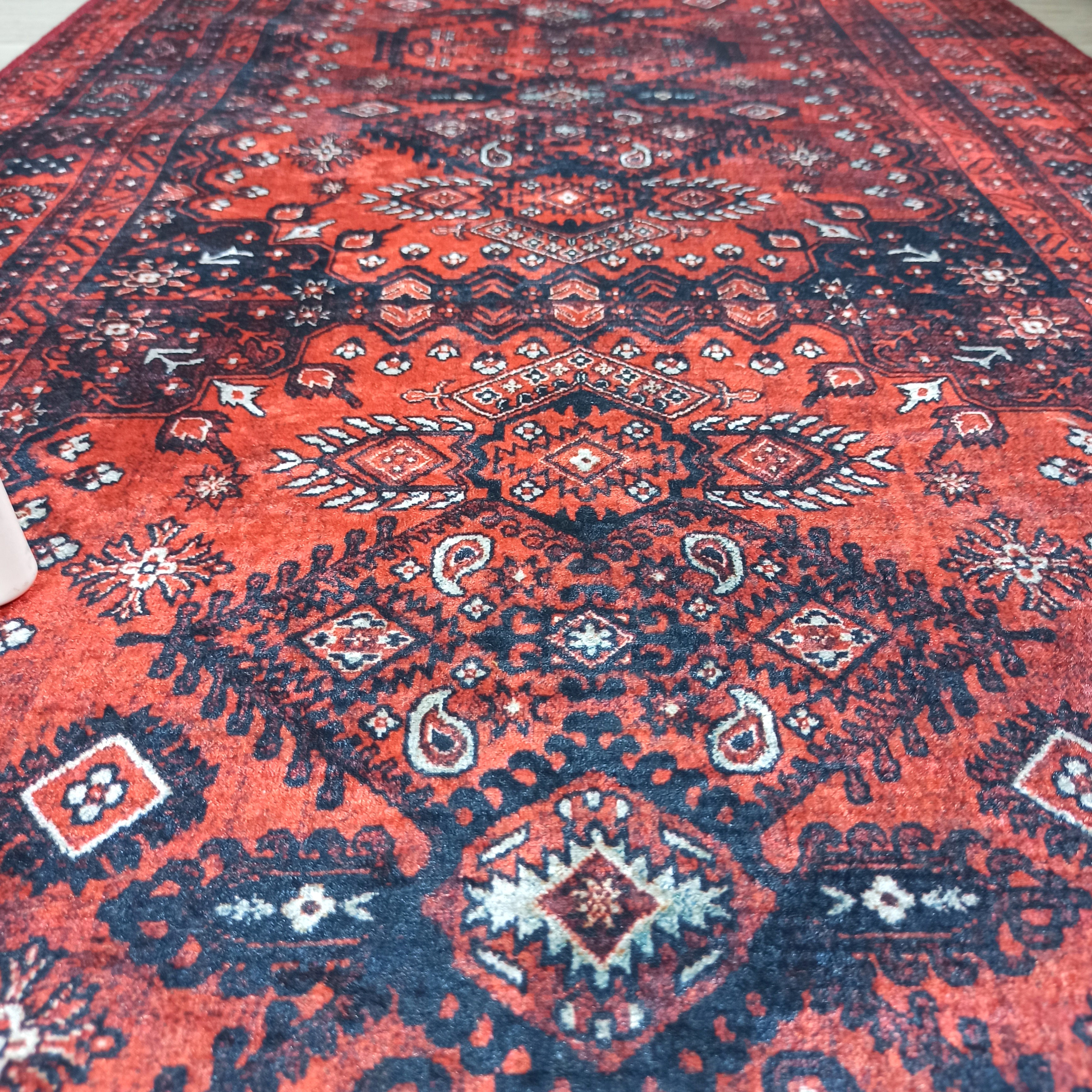 Turkish Central Medallion Burgundy Claret Red Rug
