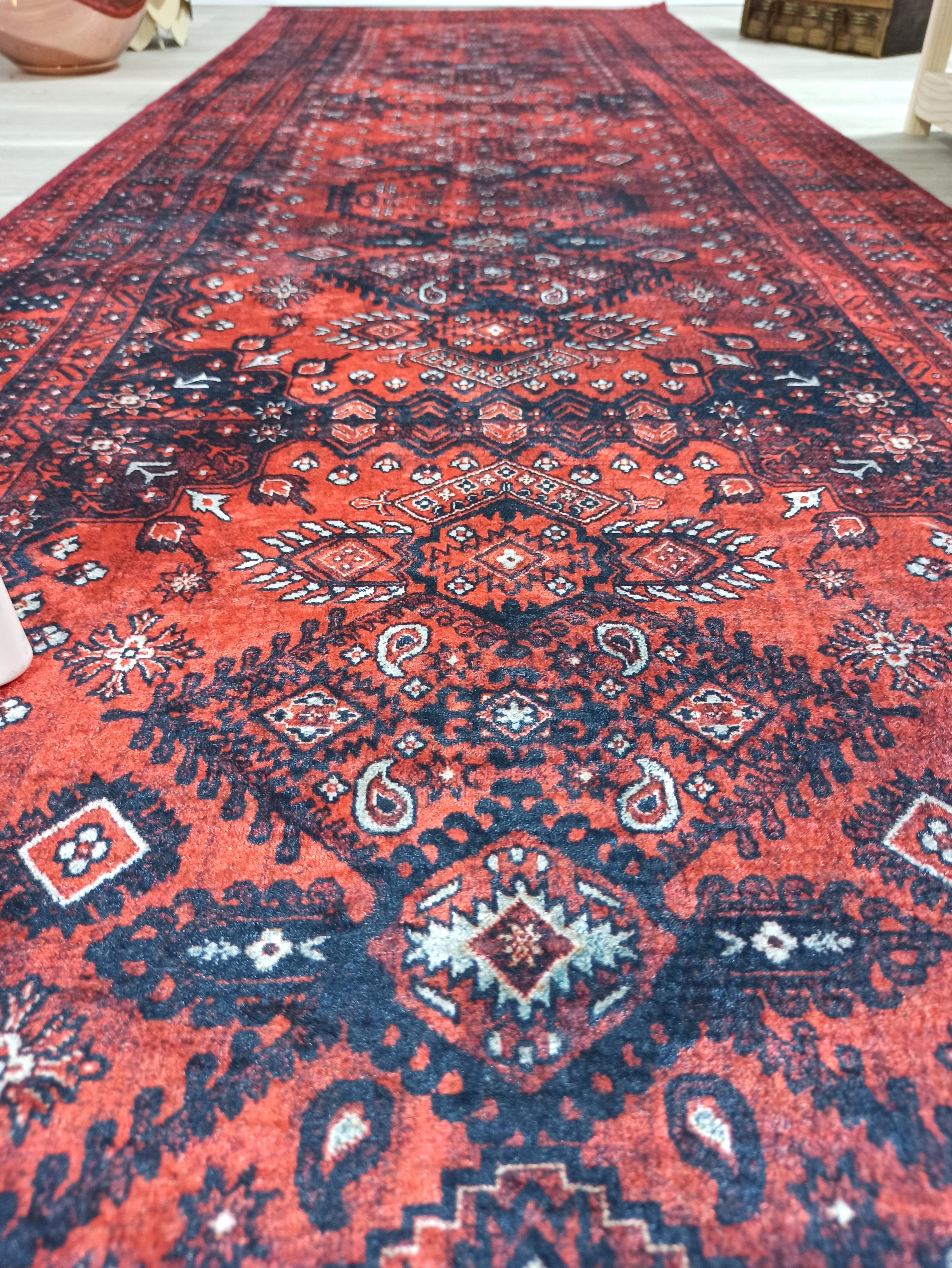 Turkish Central Medallion Burgundy Claret Red Rug