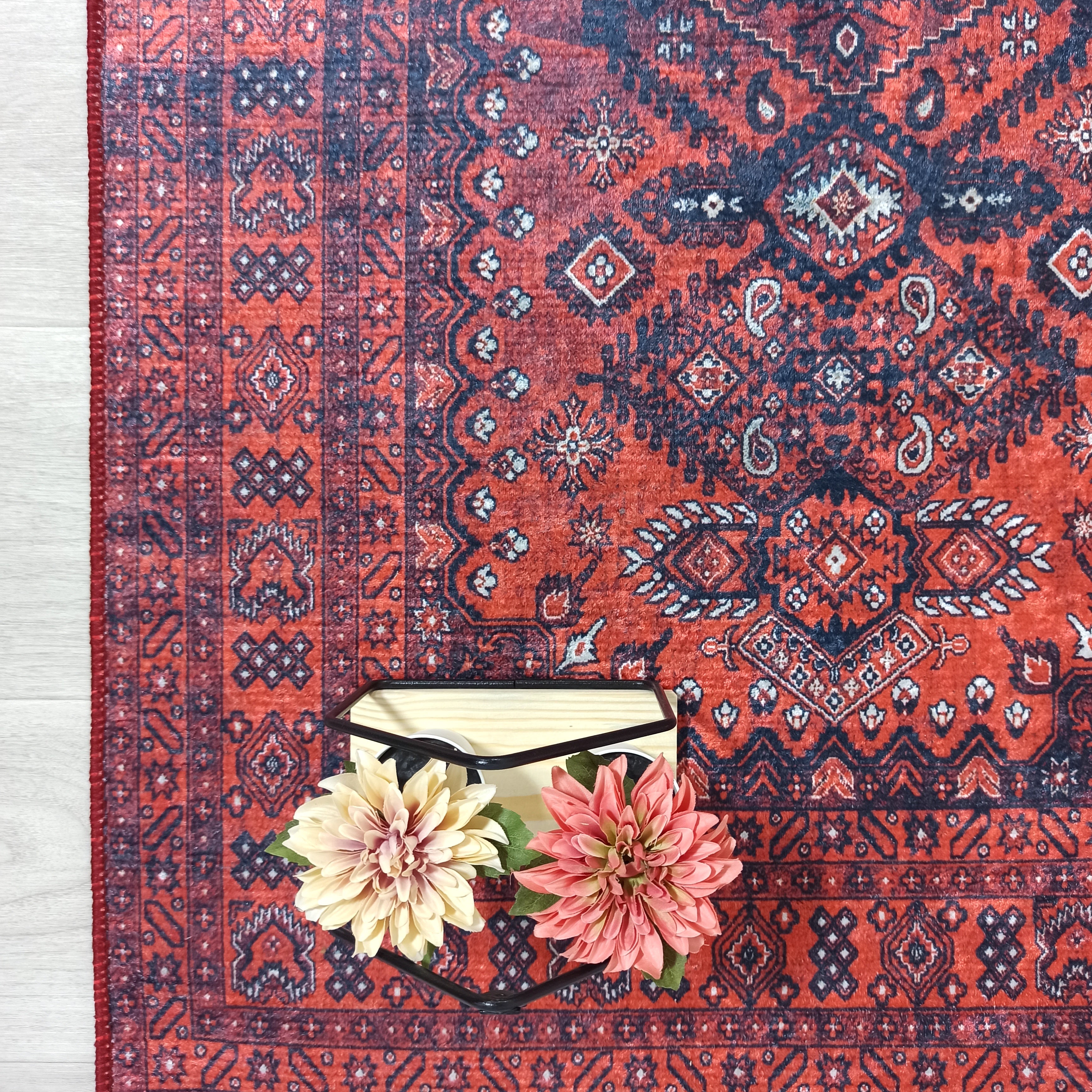 Turkish Central Medallion Burgundy Claret Red Rug