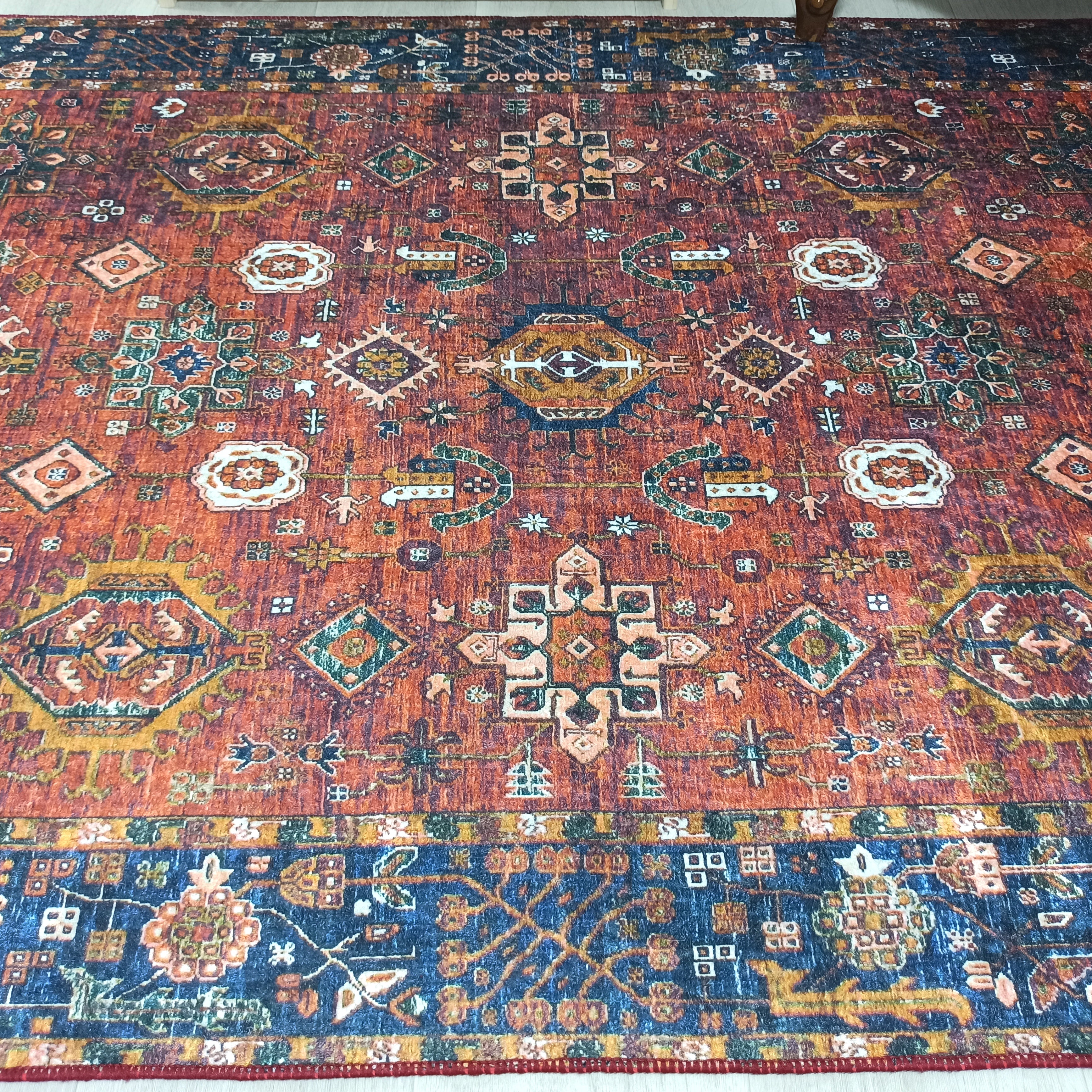 Red Turkish Vintage Traditional Carpet Modern Floor Decor Rug