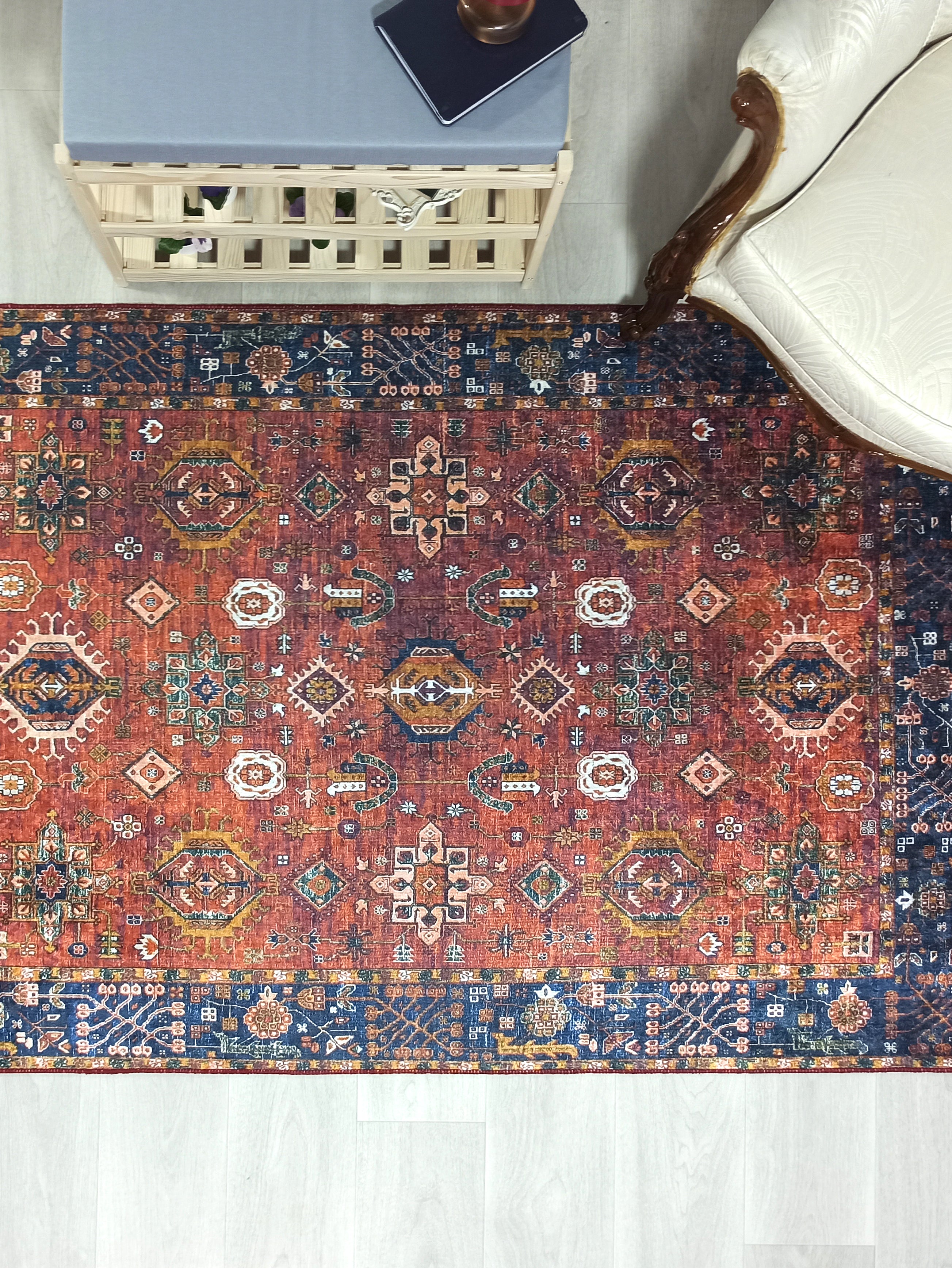 Red Turkish Vintage Traditional Carpet Modern Floor Decor Rug