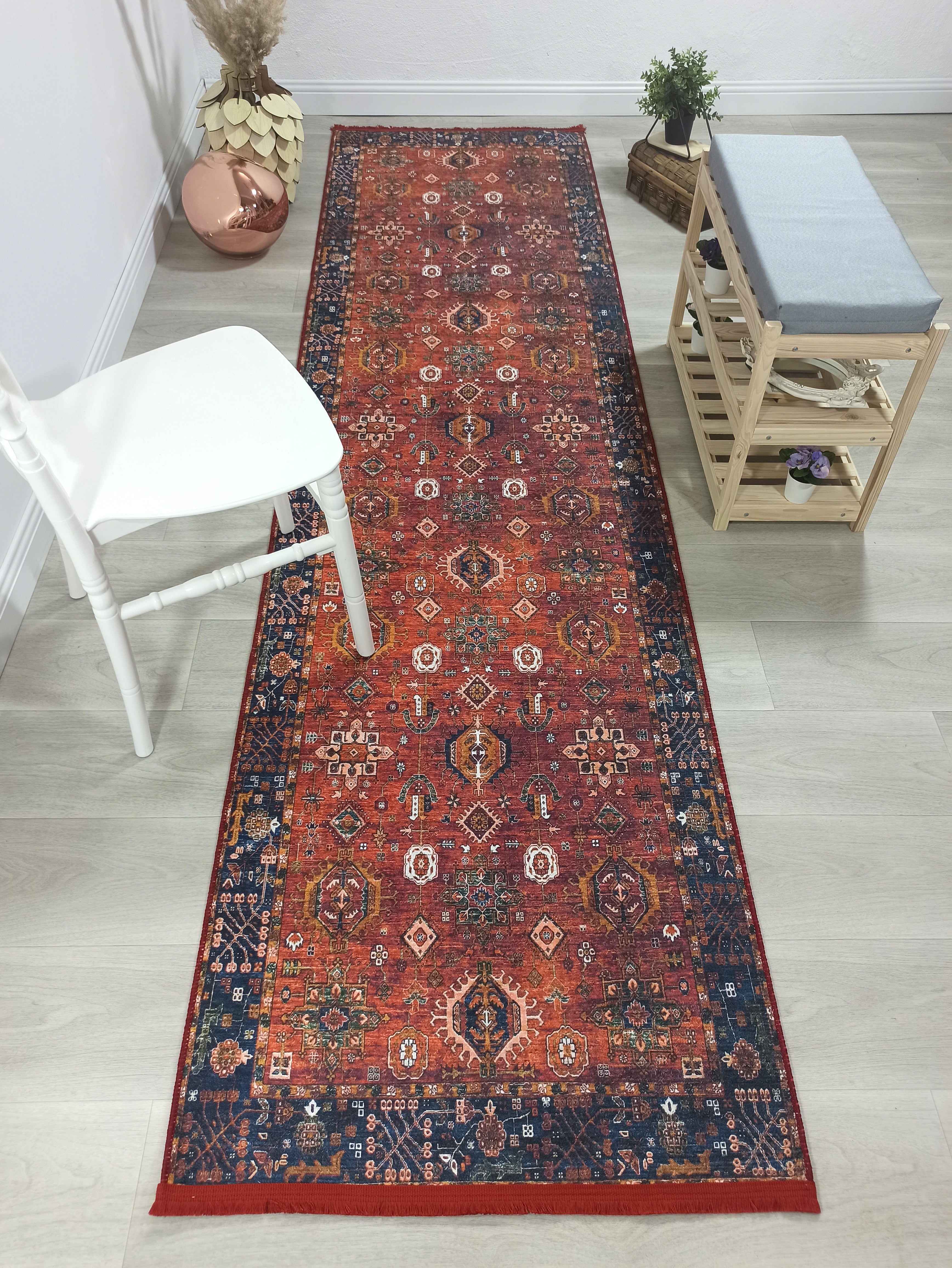 Red Turkish Vintage Traditional Carpet Modern Floor Decor Rug