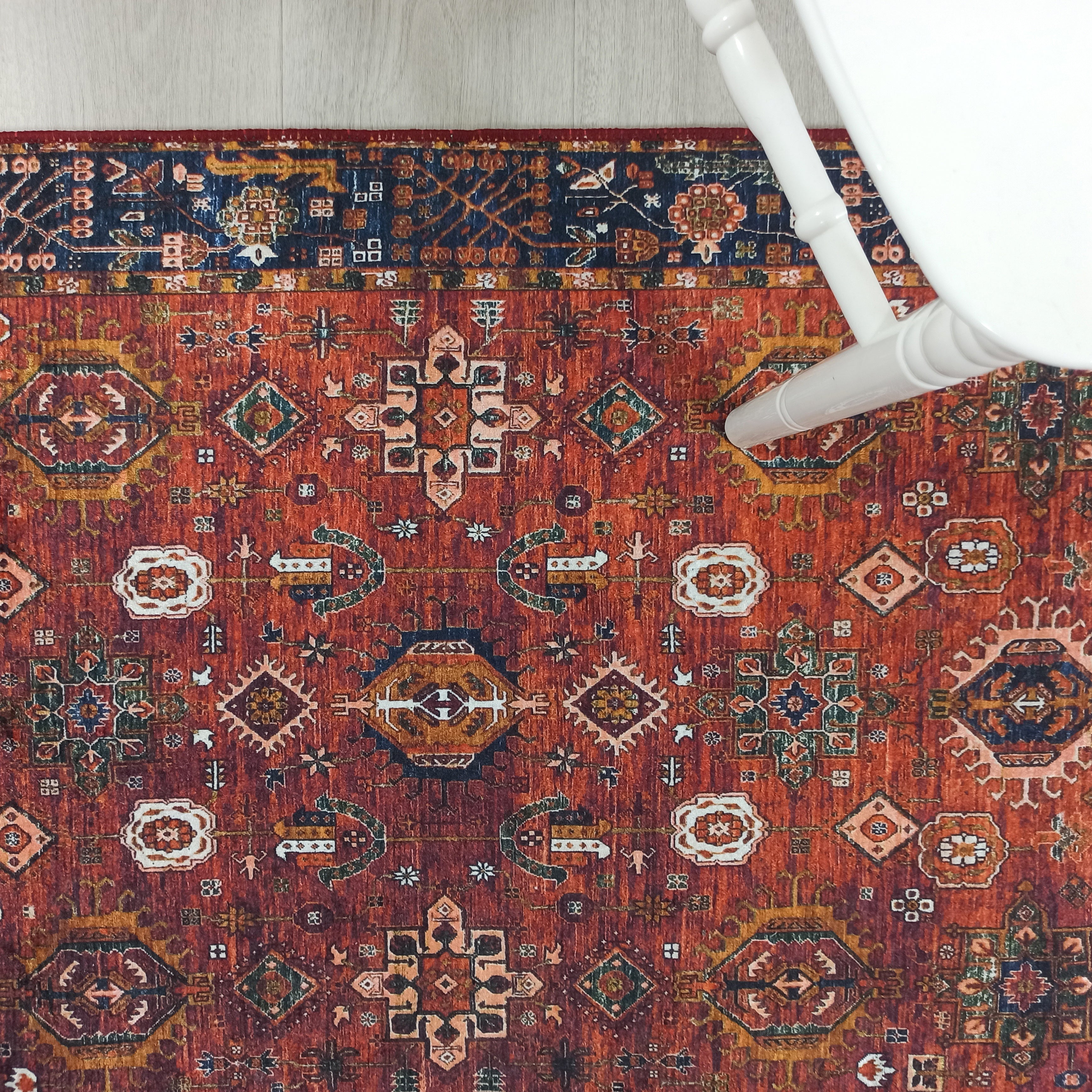 Red Turkish Vintage Traditional Carpet Modern Floor Decor Rug