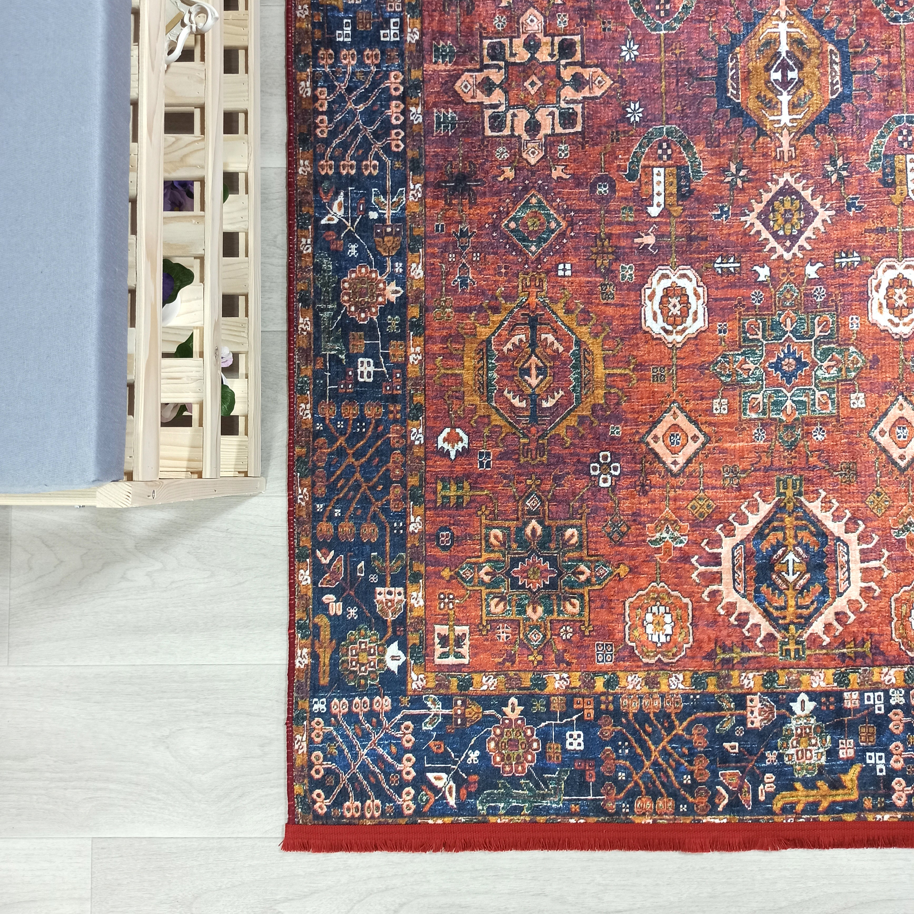 Red Turkish Vintage Traditional Carpet Modern Floor Decor Rug