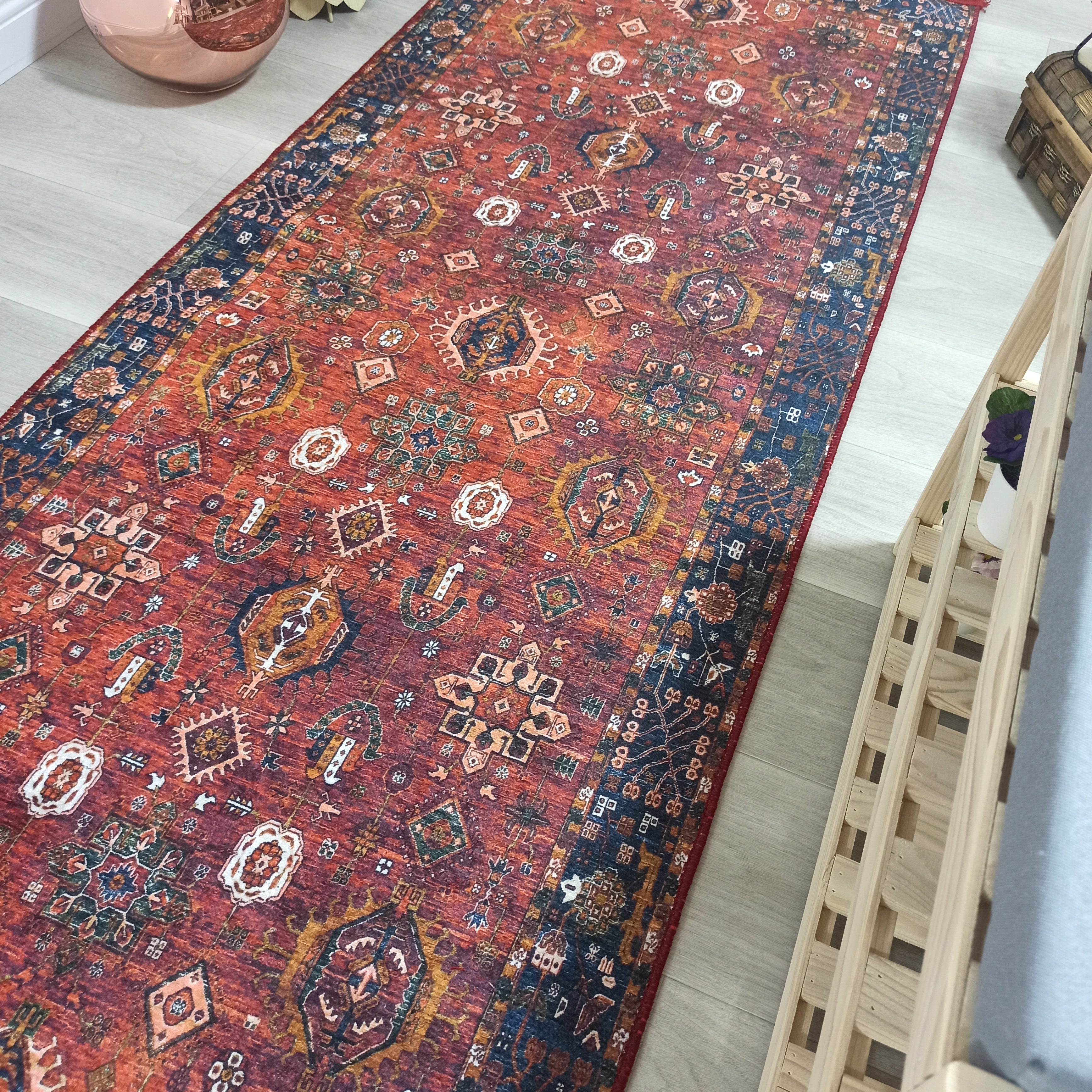 Red Turkish Vintage Traditional Carpet Modern Floor Decor Rug