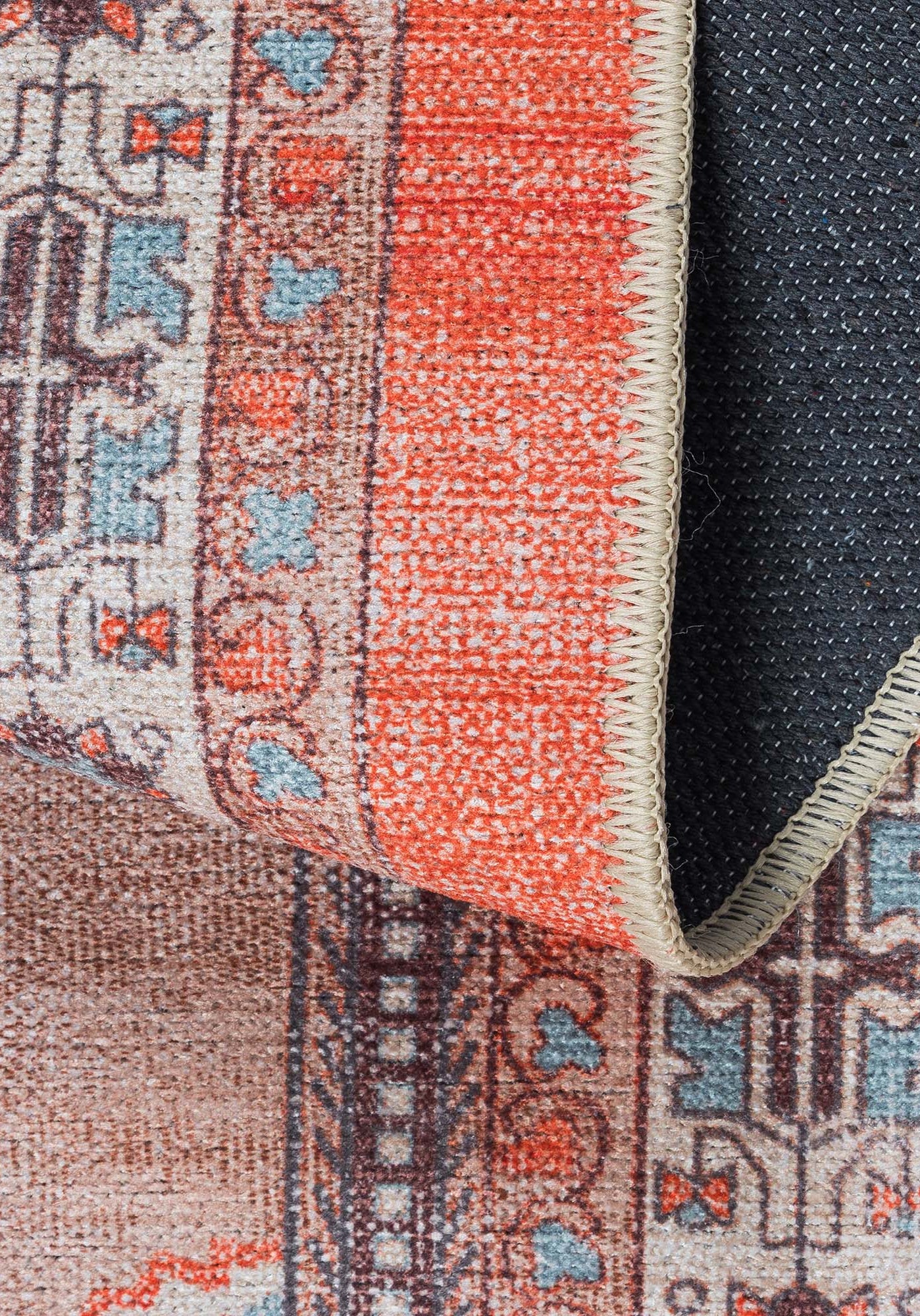 Christelle Warm Orange Beige Turkish Vintage Rug