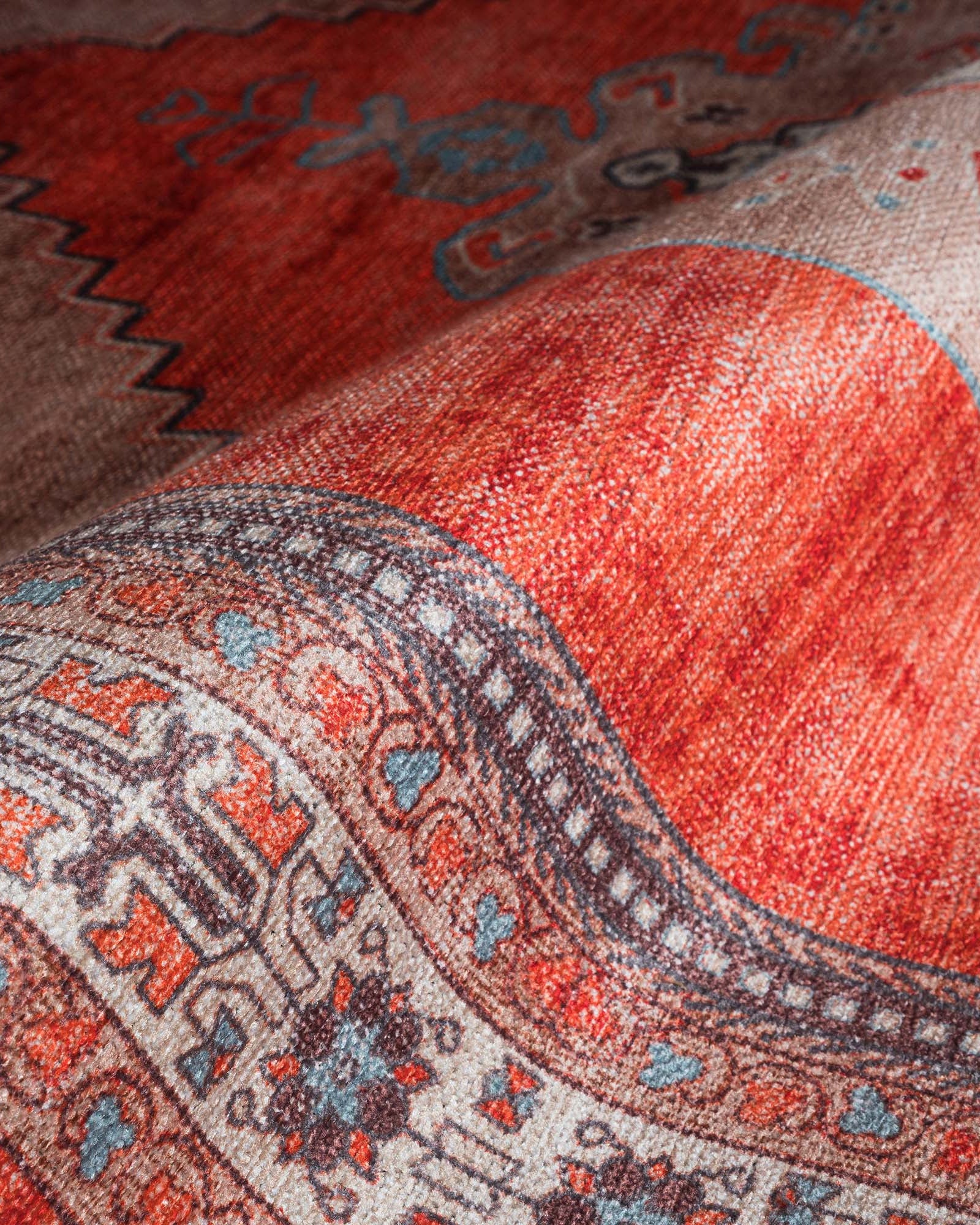 Christelle Warm Orange Beige Turkish Vintage Rug