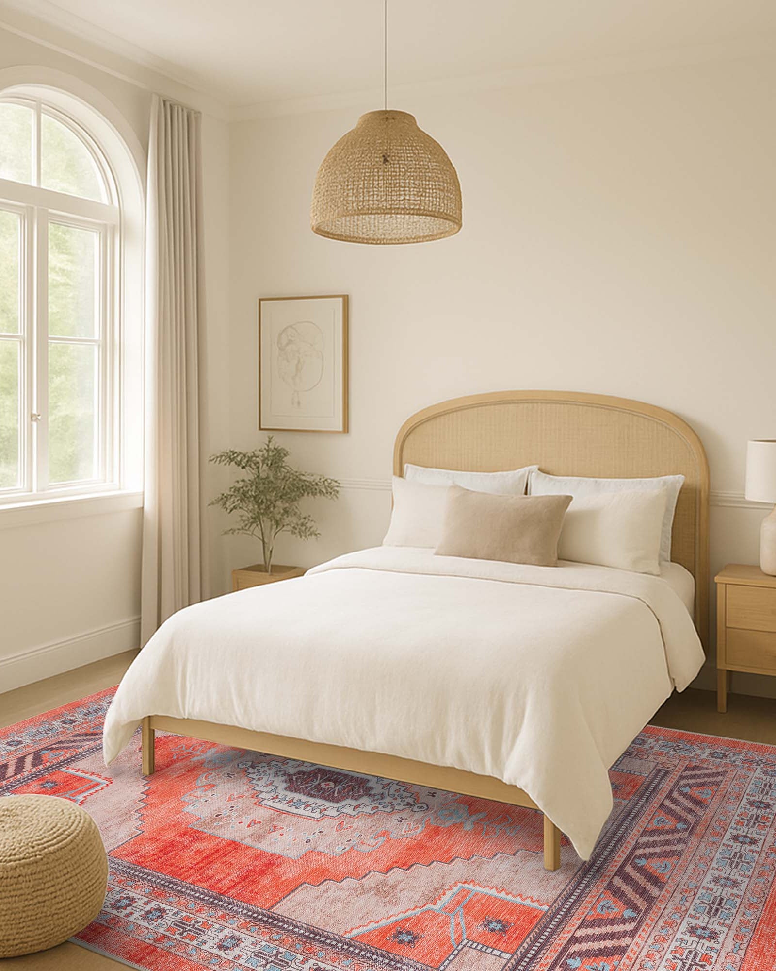 Christelle Warm Orange Beige Turkish Vintage Rug