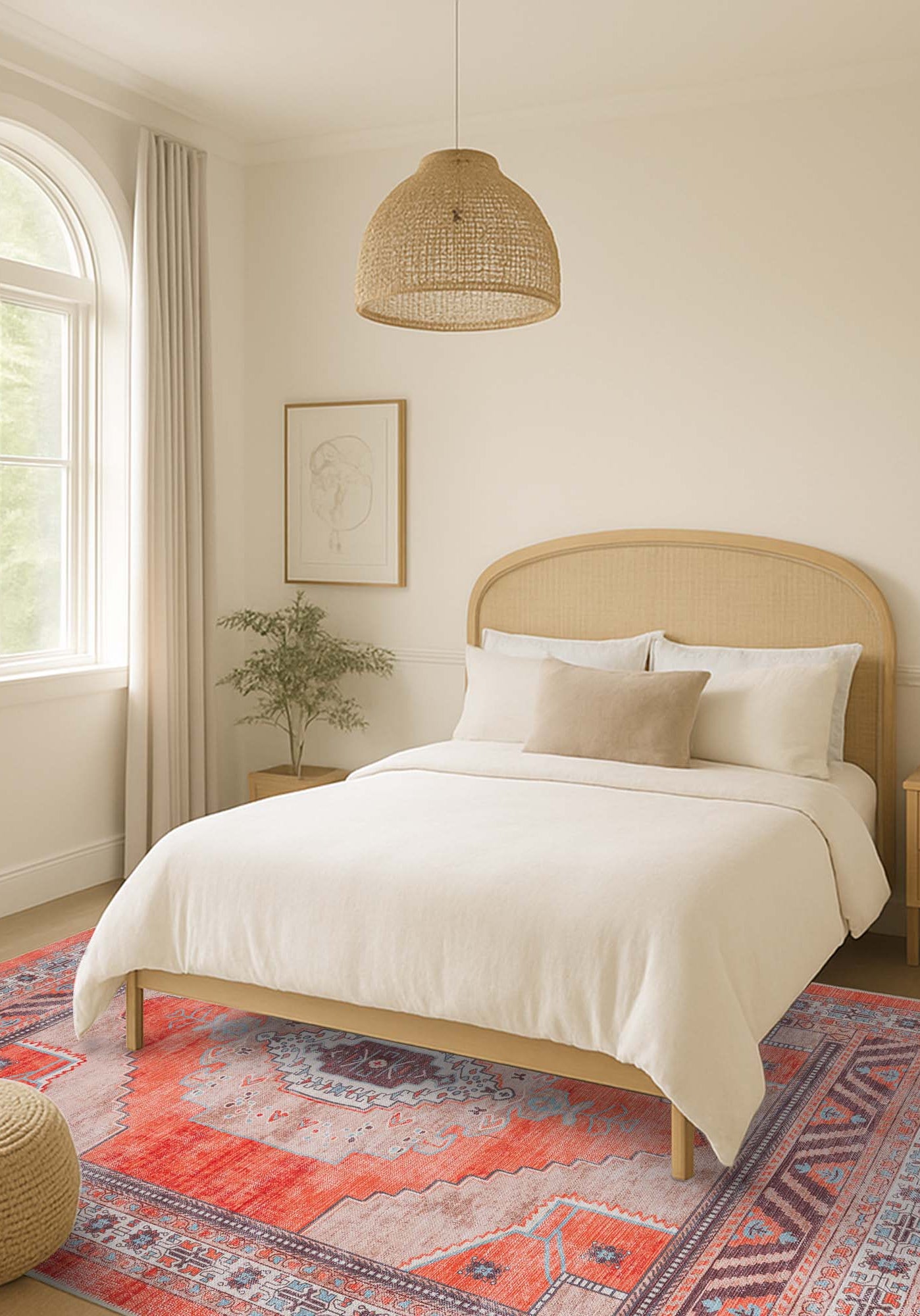 Christelle Warm Orange Beige Turkish Vintage Rug