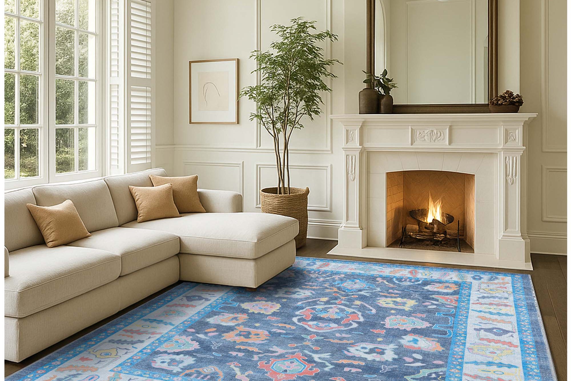 Adeline Pastel Blue Modern Oushak Rug